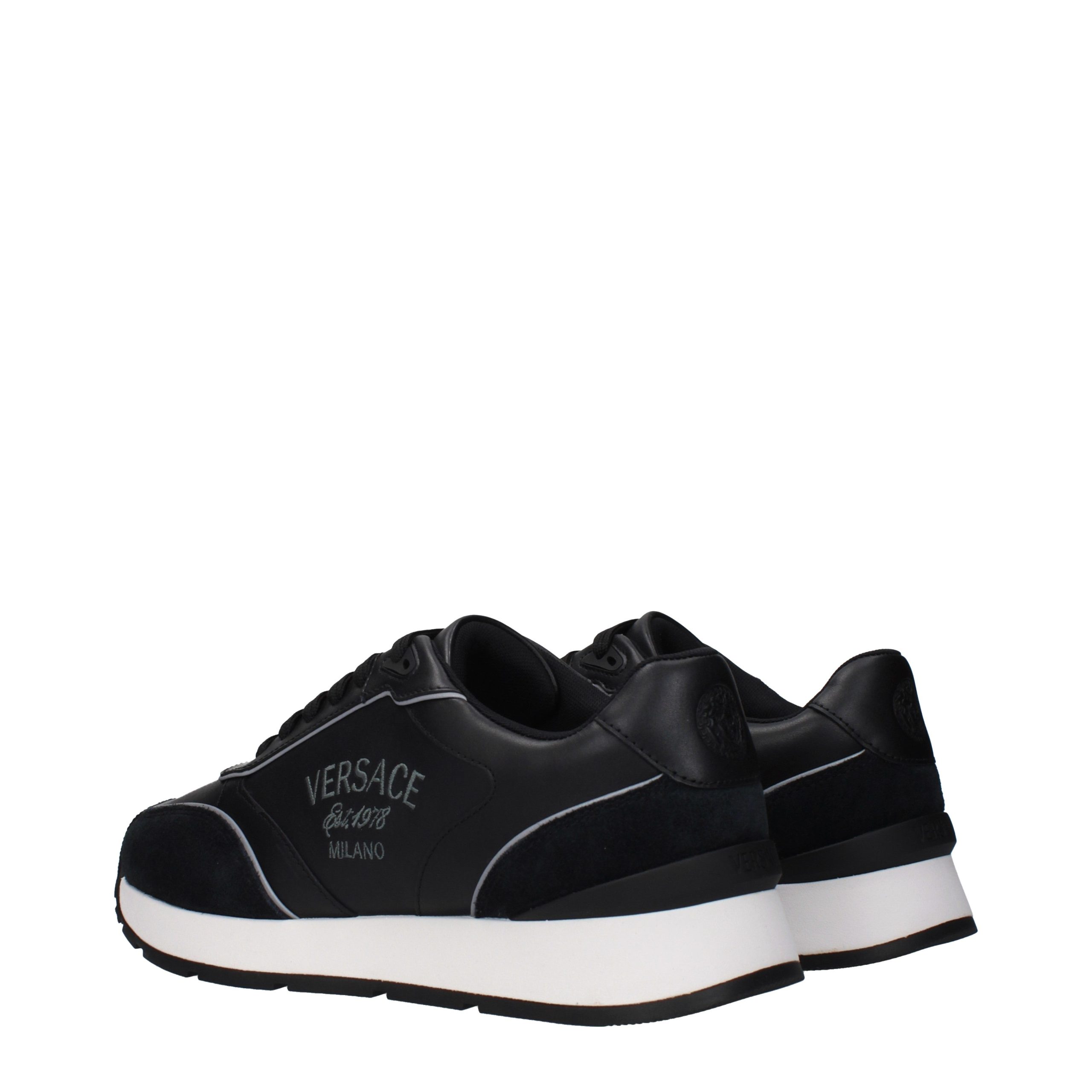 Versace Black Leather Low Top Sneakers - Image 4