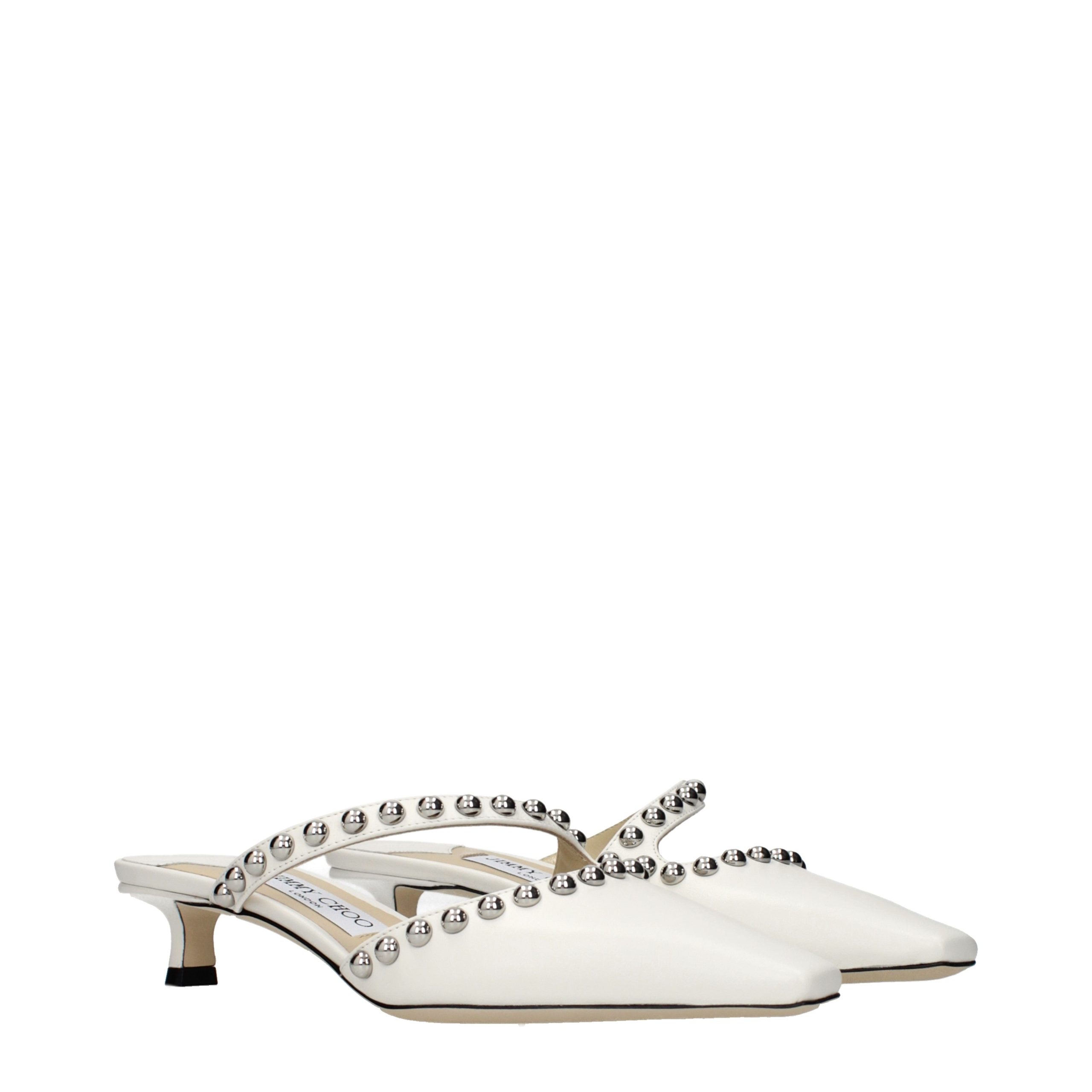 Jimmy Choo White Leather Flat Sandals - Image 2