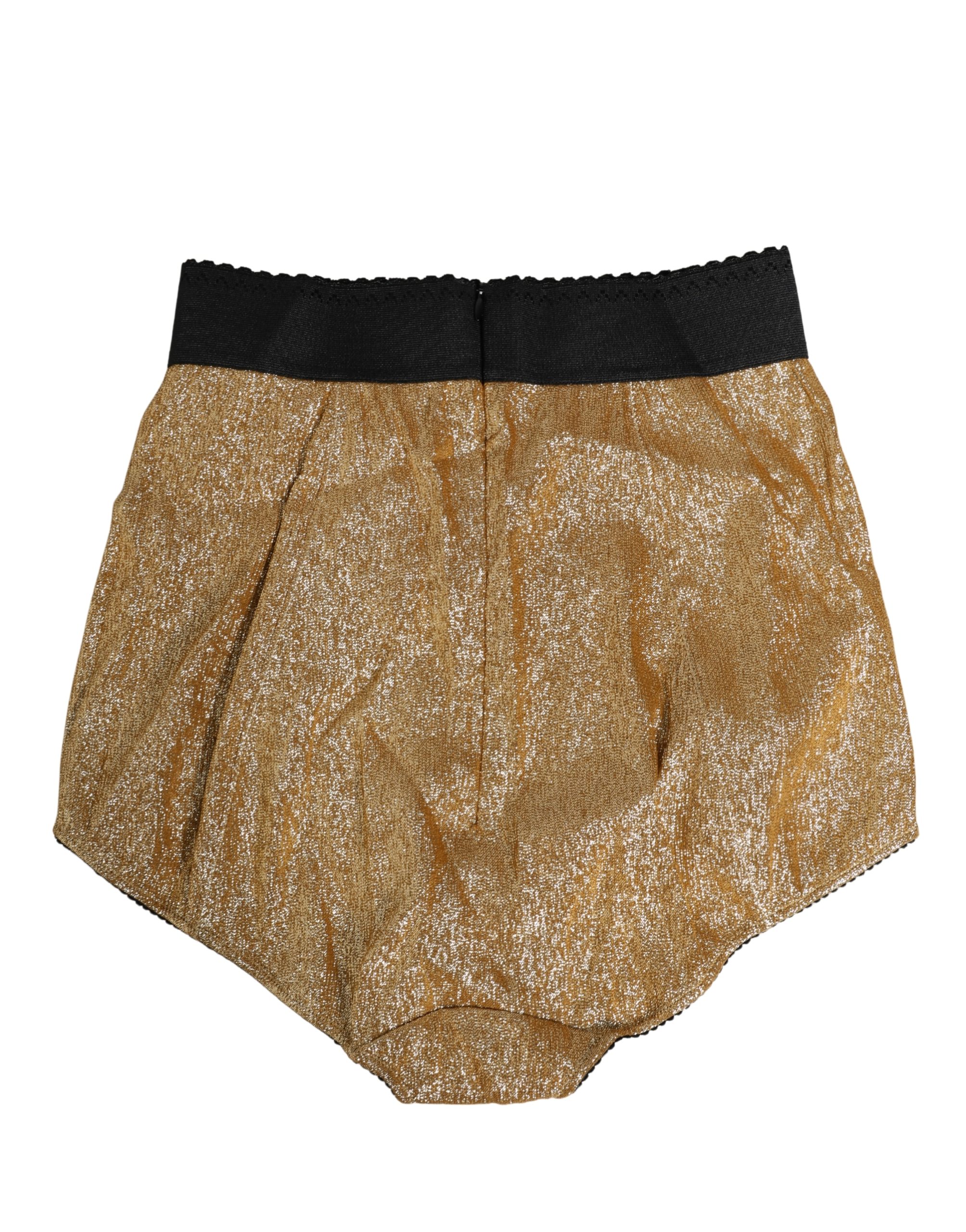 Dolce & Gabbana Gold Silk Blend High Waist Girdle Panty Underwear - Image 3