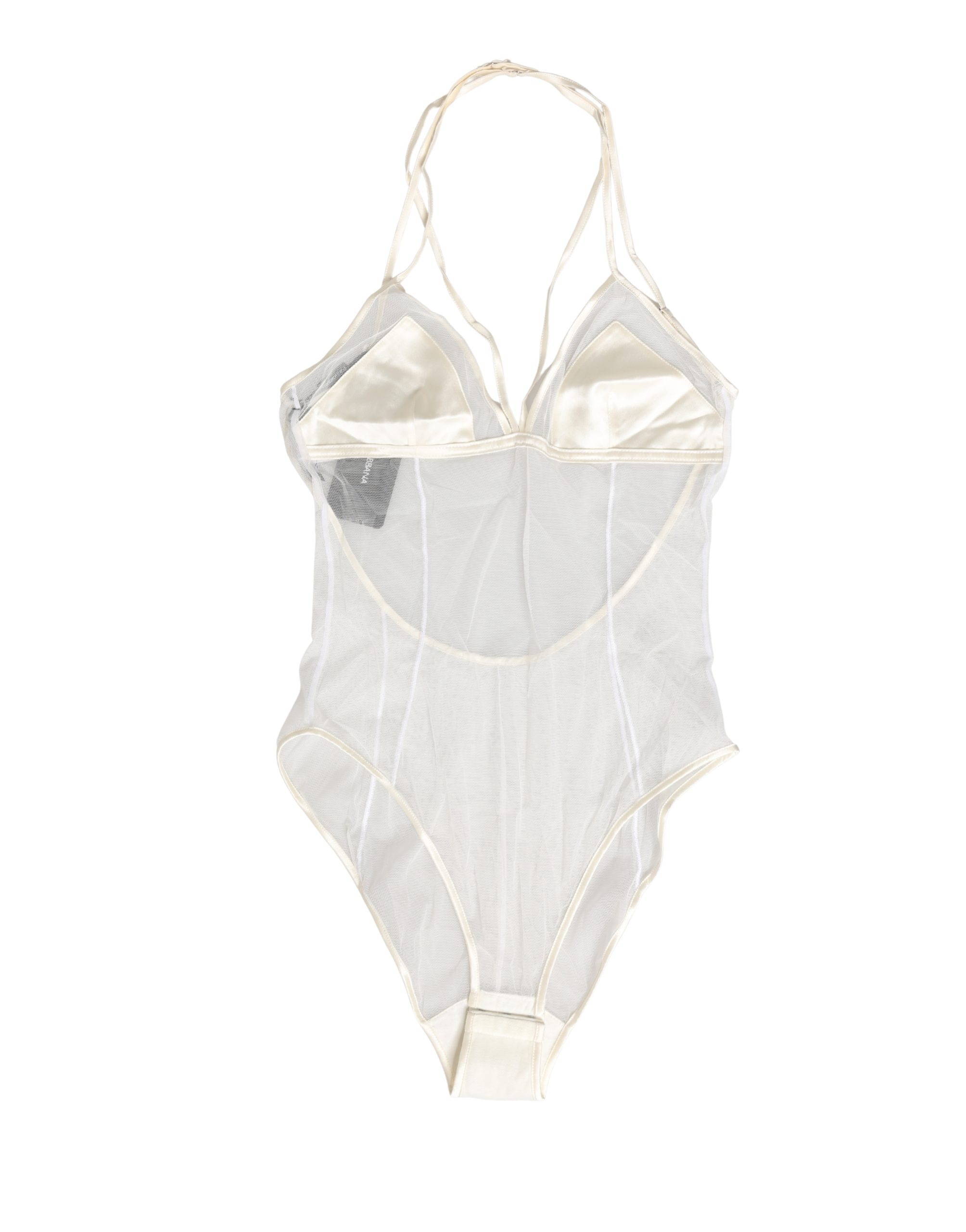 Dolce & Gabbana White Sheer Nylon Bodysuit Halterneck Underwear - Image 4