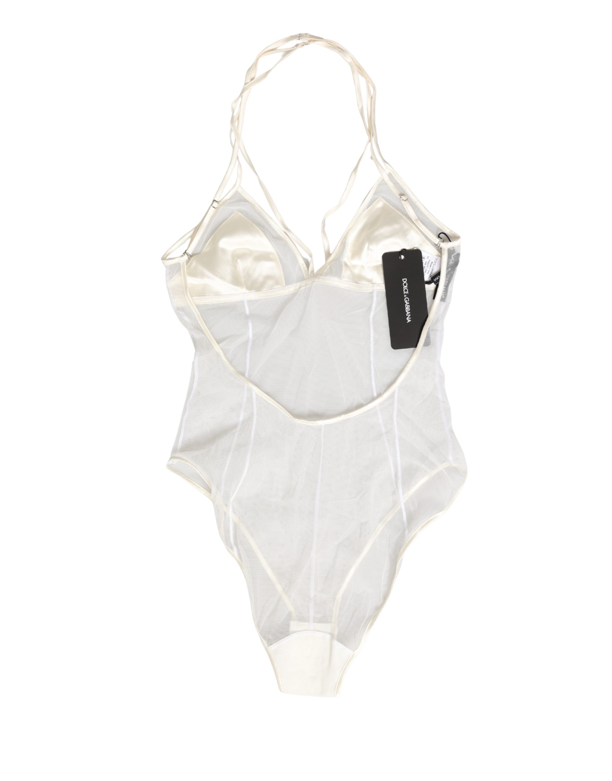 Dolce & Gabbana White Sheer Nylon Bodysuit Halterneck Underwear - Image 2