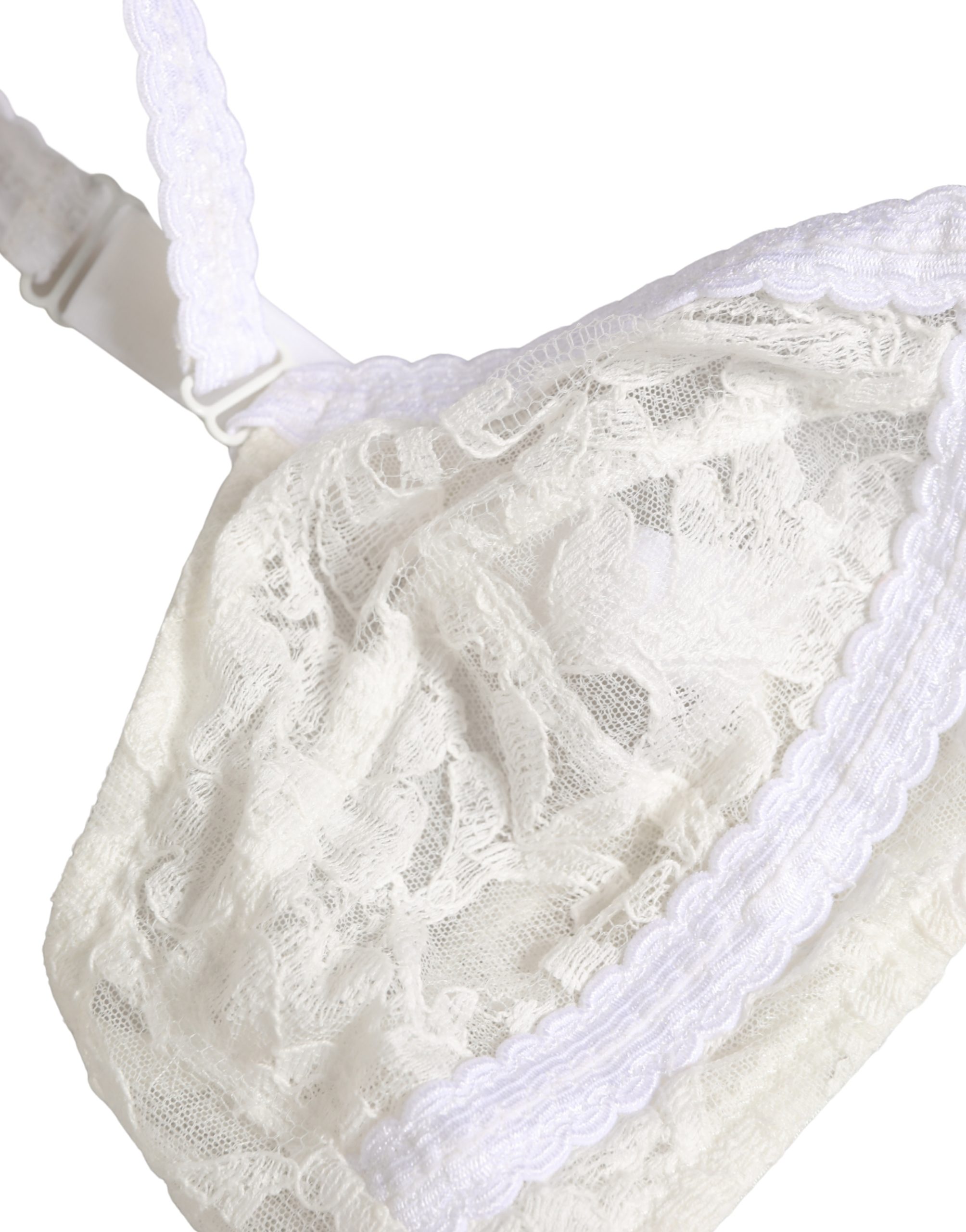 Dolce & Gabbana White Cotton Lace Wireless Soft Cup Bra Underwear - Image 3