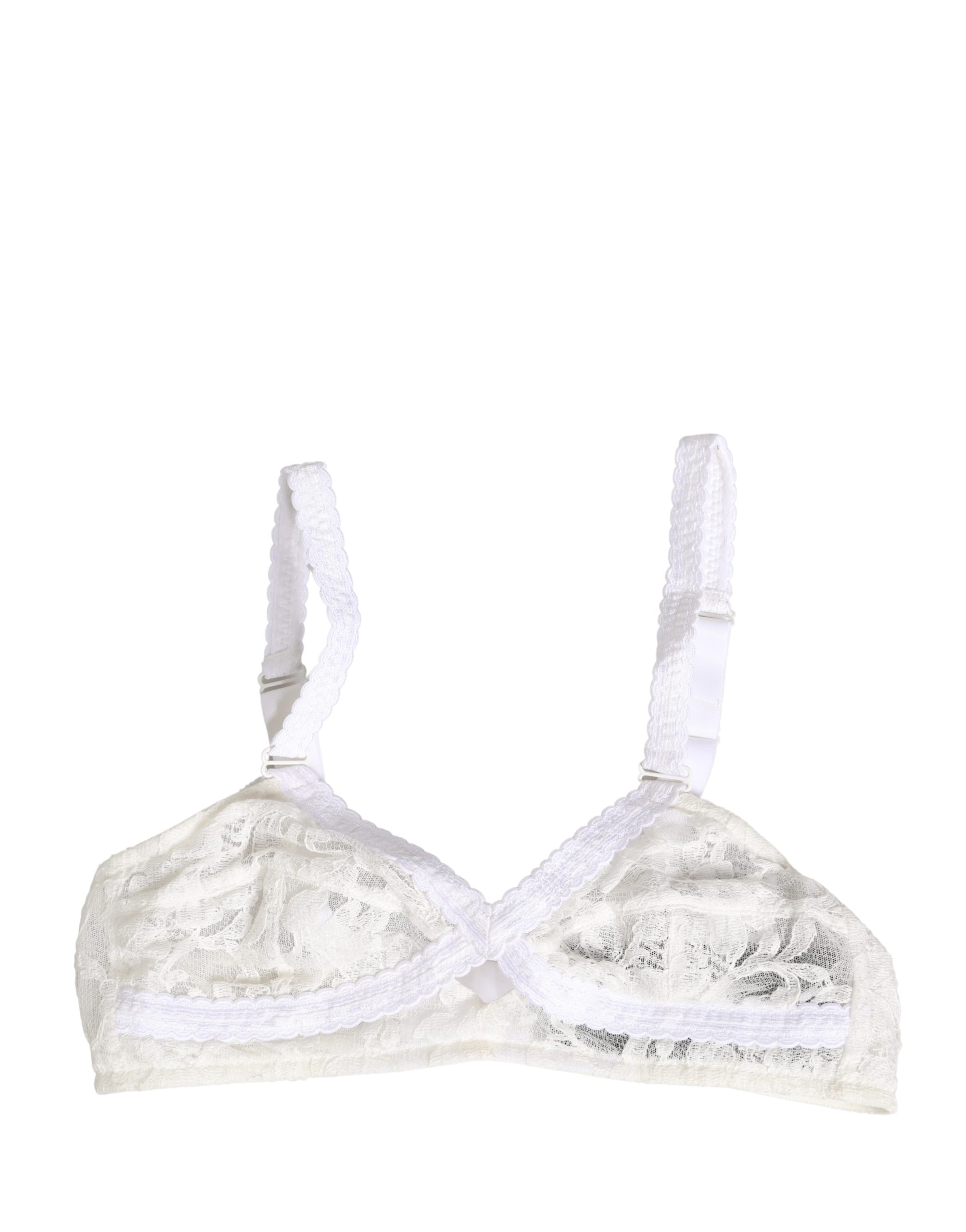 Dolce & Gabbana White Cotton Lace Wireless Soft Cup Bra Underwear - Image 2