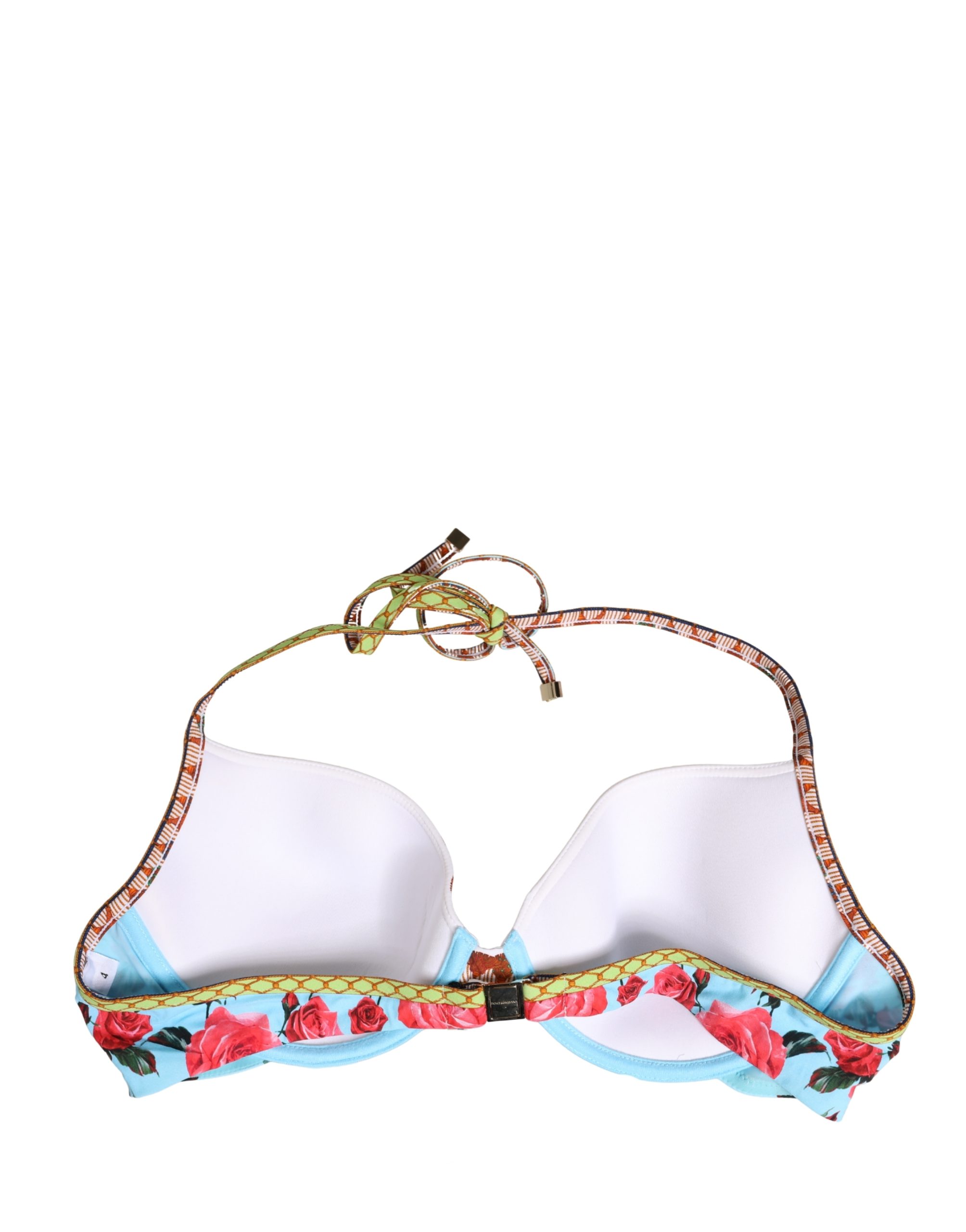 Dolce & Gabbana Multicolor Floral Print Halter Bikini Top Swimwear - Image 4