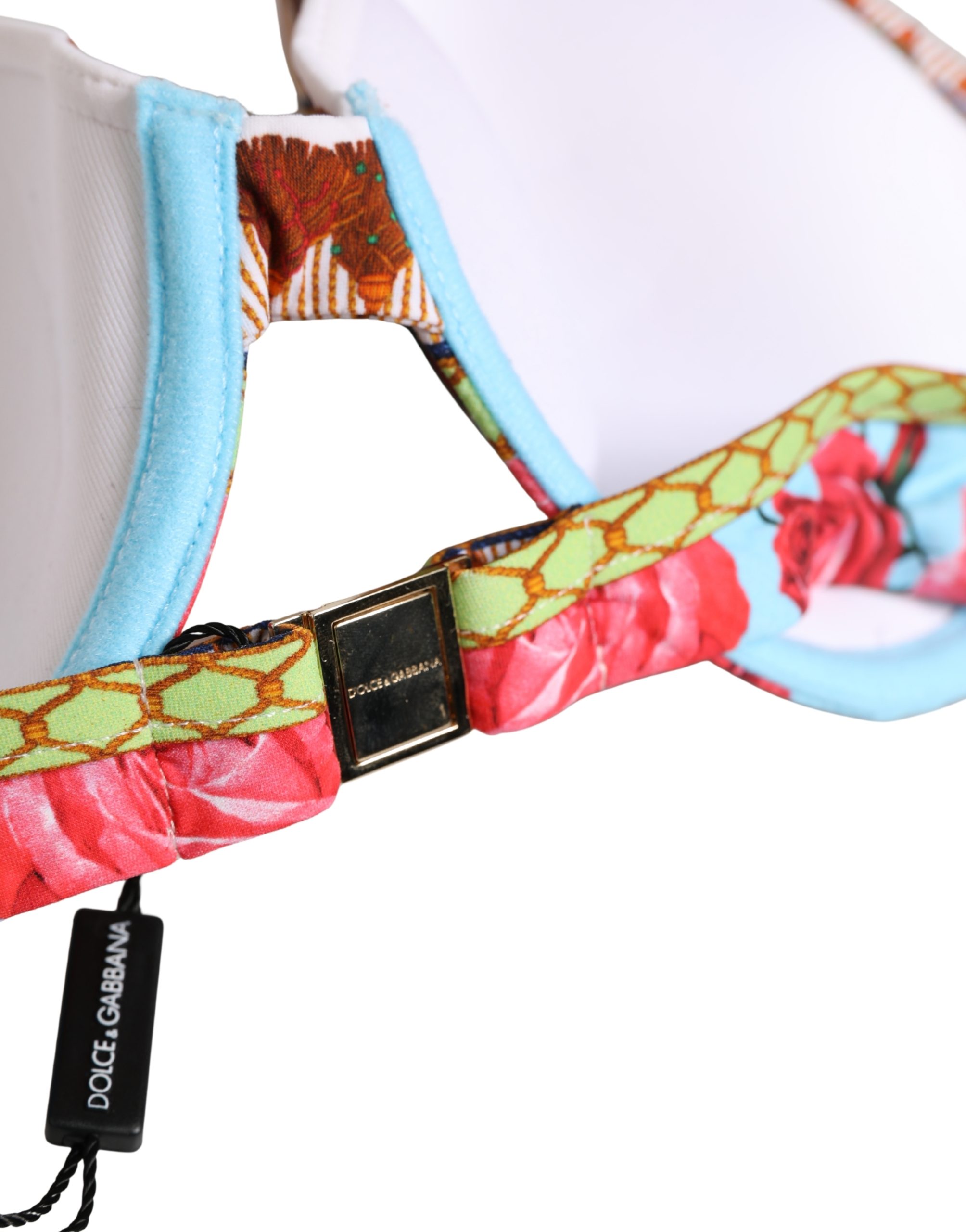 Dolce & Gabbana Multicolor Floral Print Halter Bikini Top Swimwear - Image 5