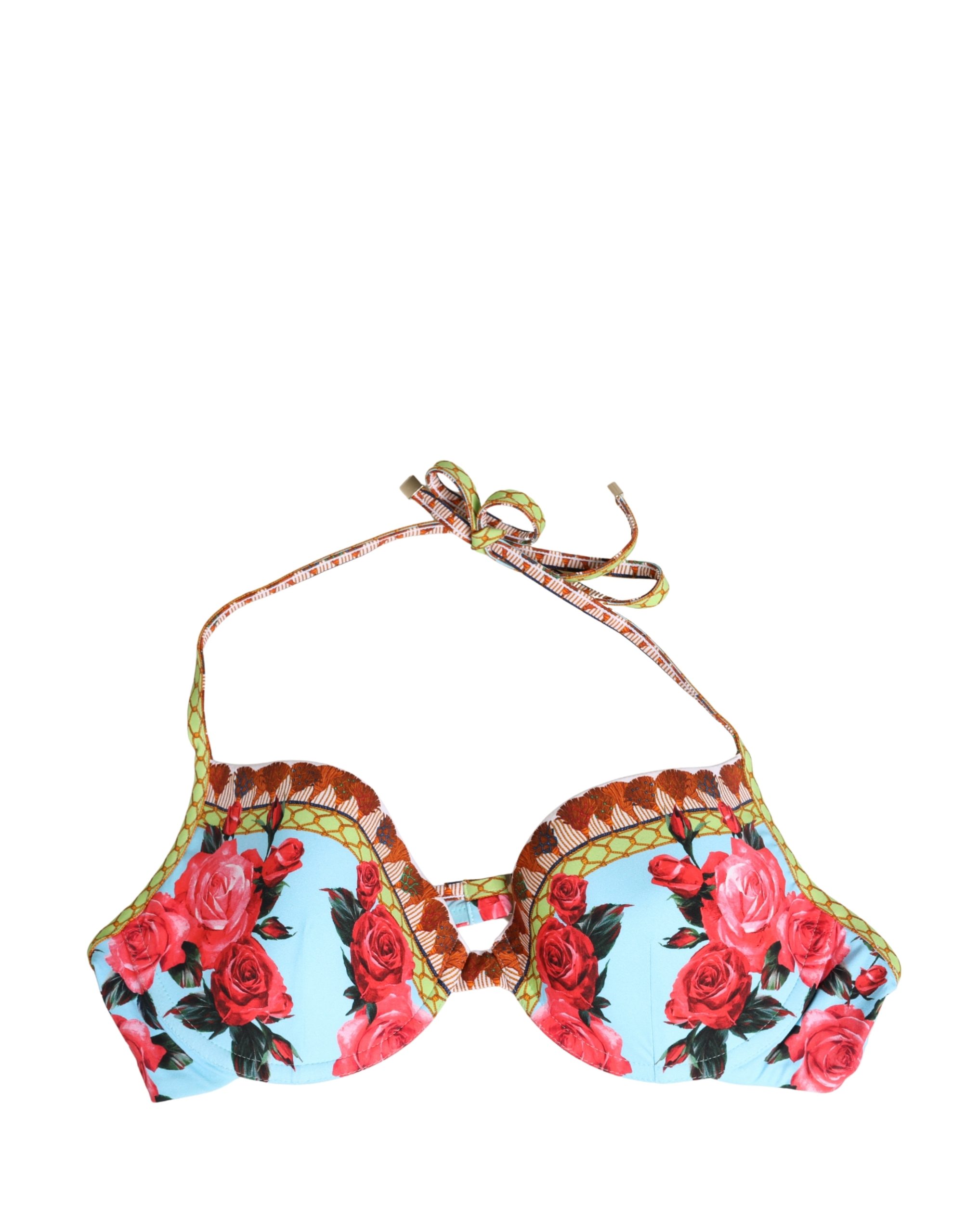 Dolce & Gabbana Multicolor Floral Print Halter Bikini Top Swimwear - Image 2