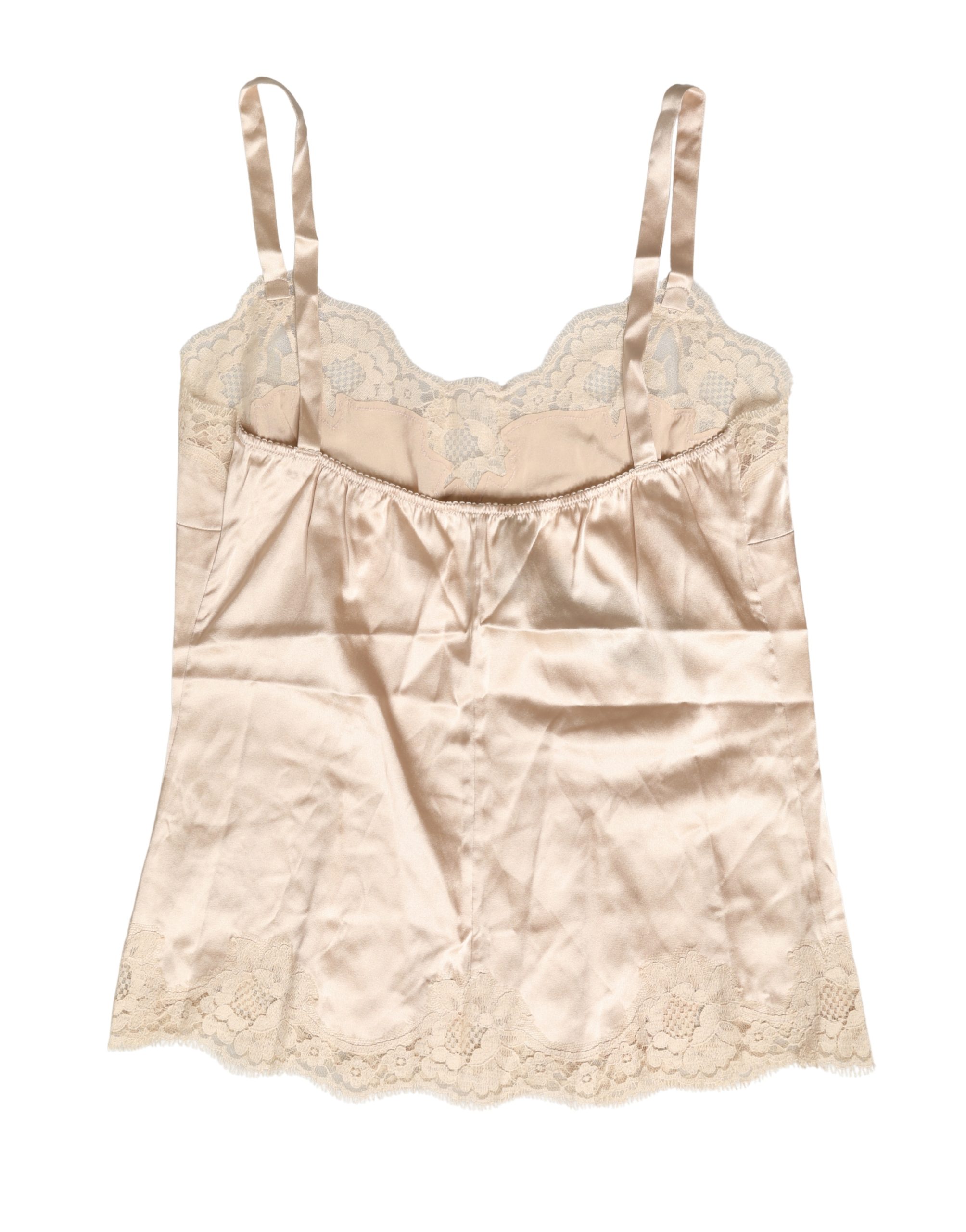 Dolce & Gabbana Beige Lace Silk Satin Tank Lingerie Sleepwear - Image 3