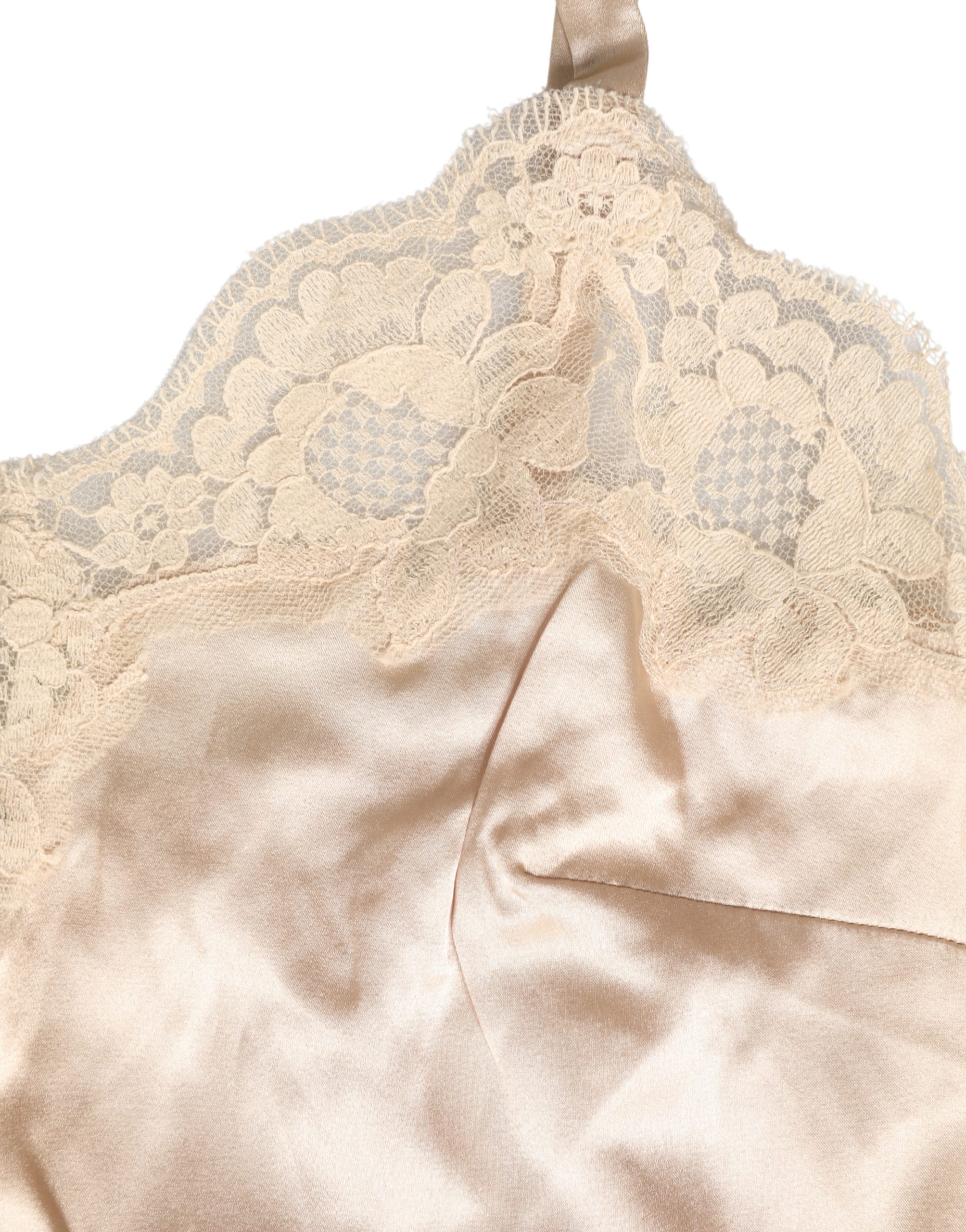 Dolce & Gabbana Beige Lace Silk Satin Tank Lingerie Sleepwear - Image 4