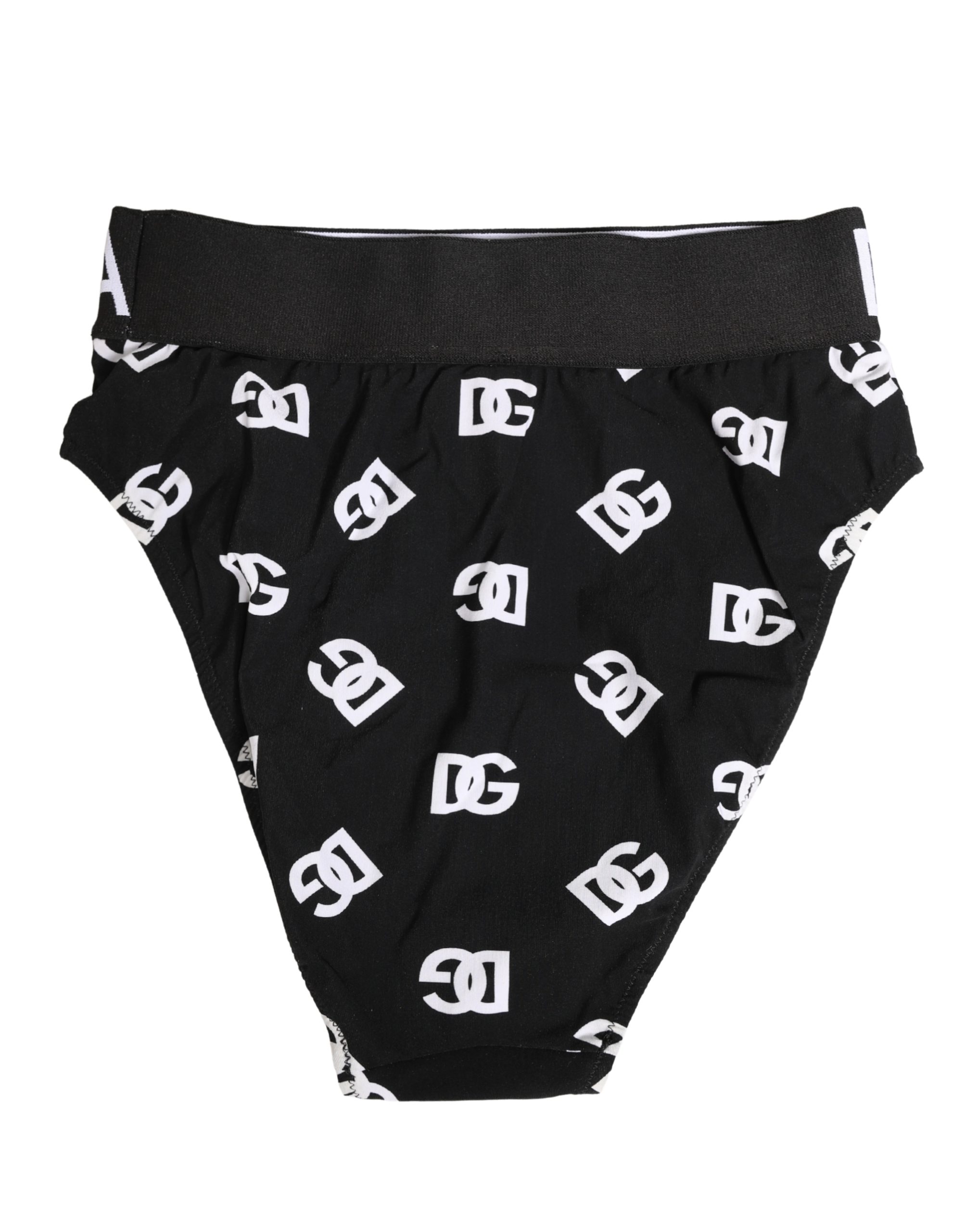 Dolce & Gabbana White Black Logo Waistband Midi Brief Underwear - Image 3