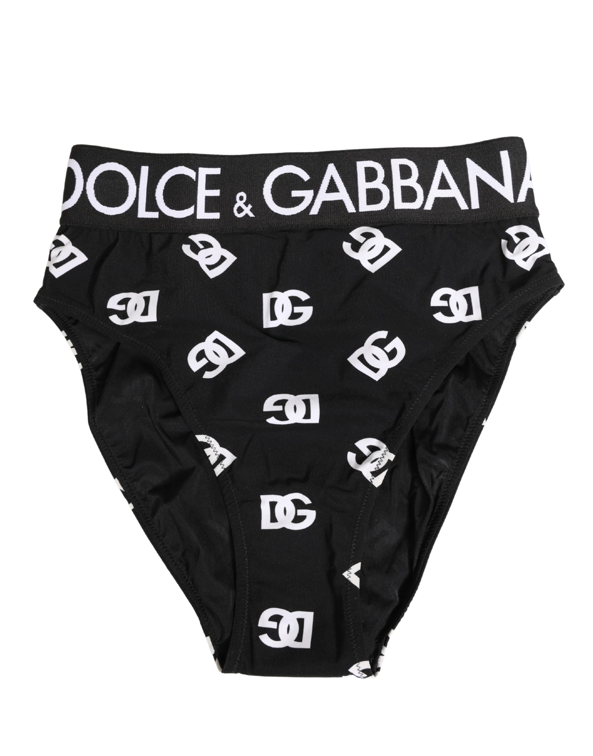 Dolce & Gabbana White Black Logo Waistband Midi Brief Underwear - Image 2