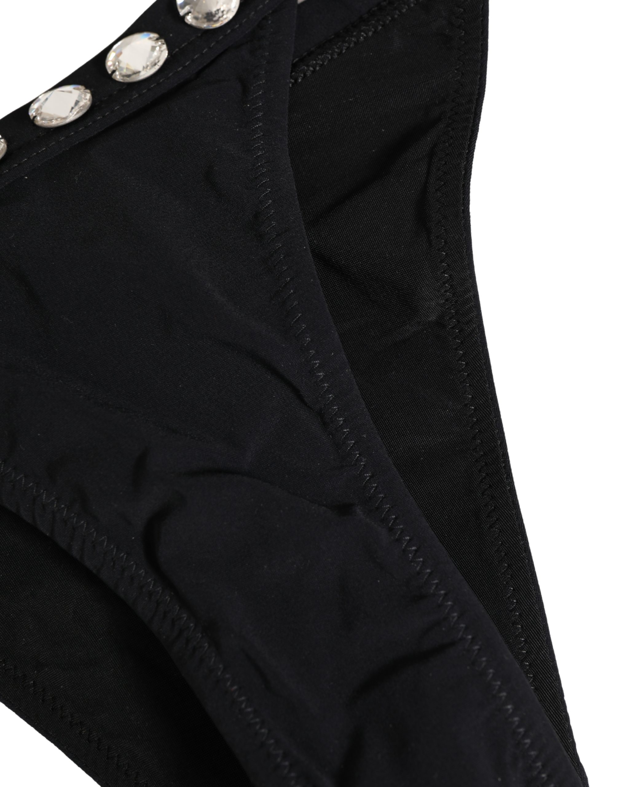 Dolce & Gabbana Black Crystal Embellished Bikini Bottom Swimwear - Image 5