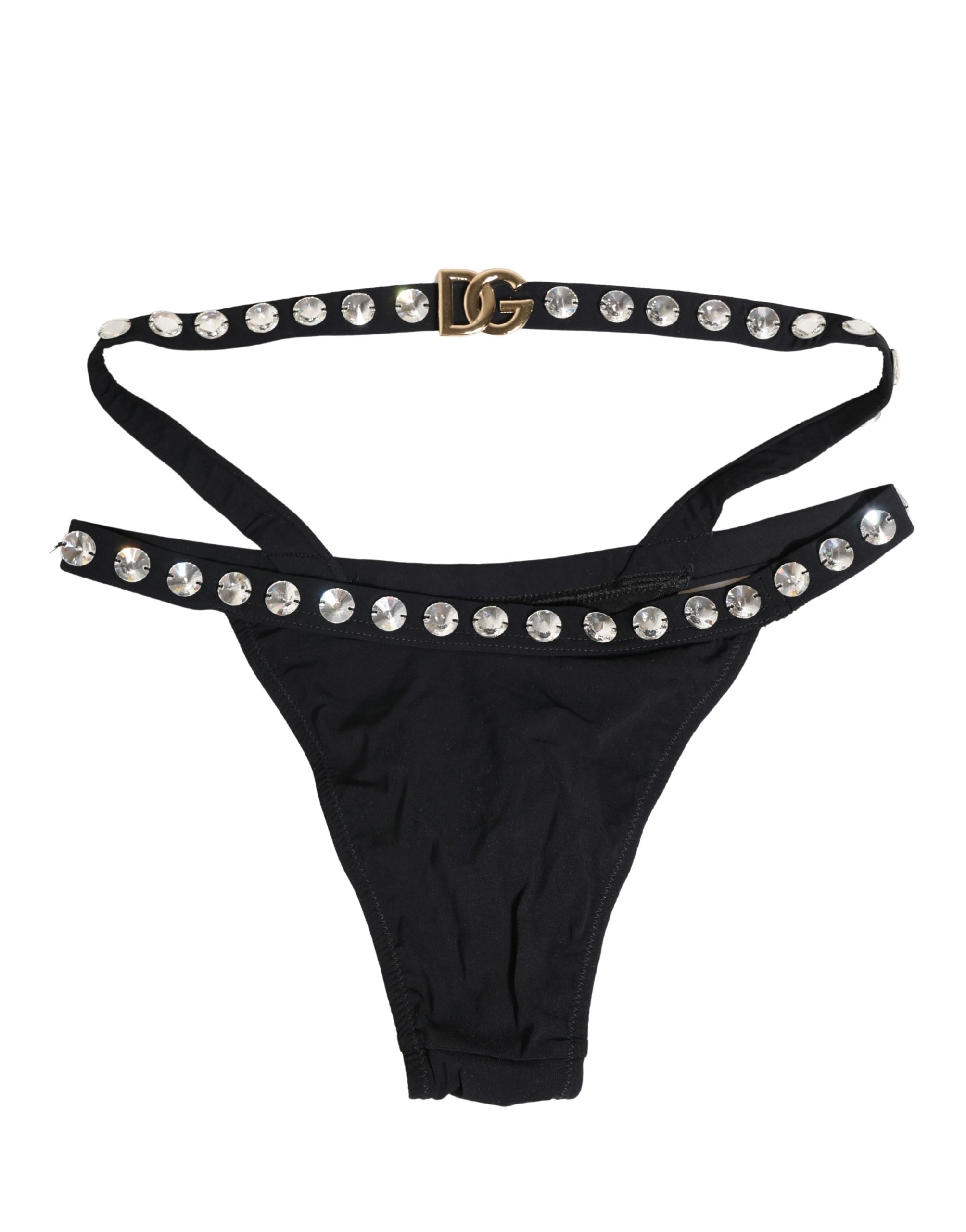Dolce & Gabbana Black Crystal Embellished Bikini Bottom Swimwear - Image 3