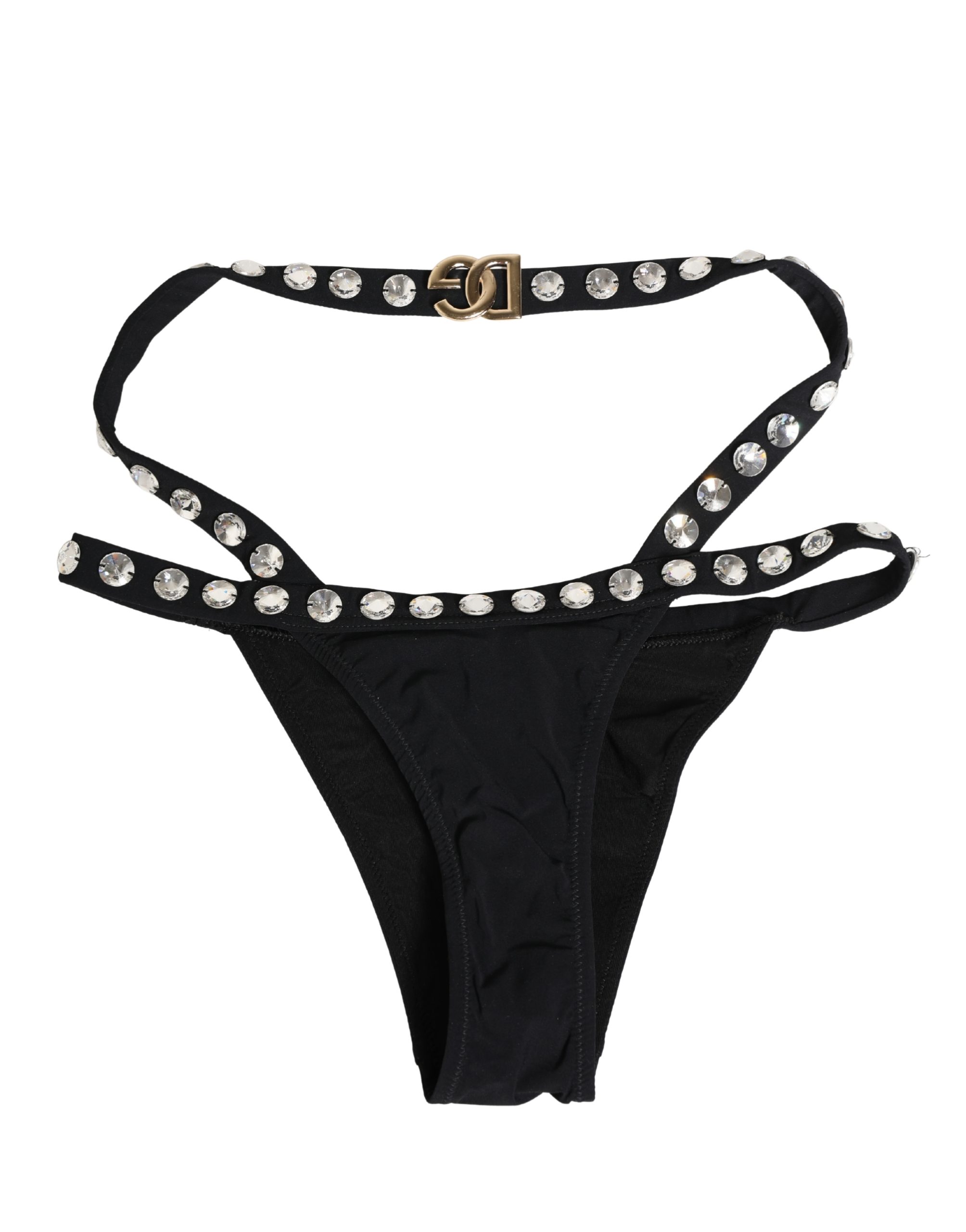 Dolce & Gabbana Black Crystal Embellished Bikini Bottom Swimwear - Image 2