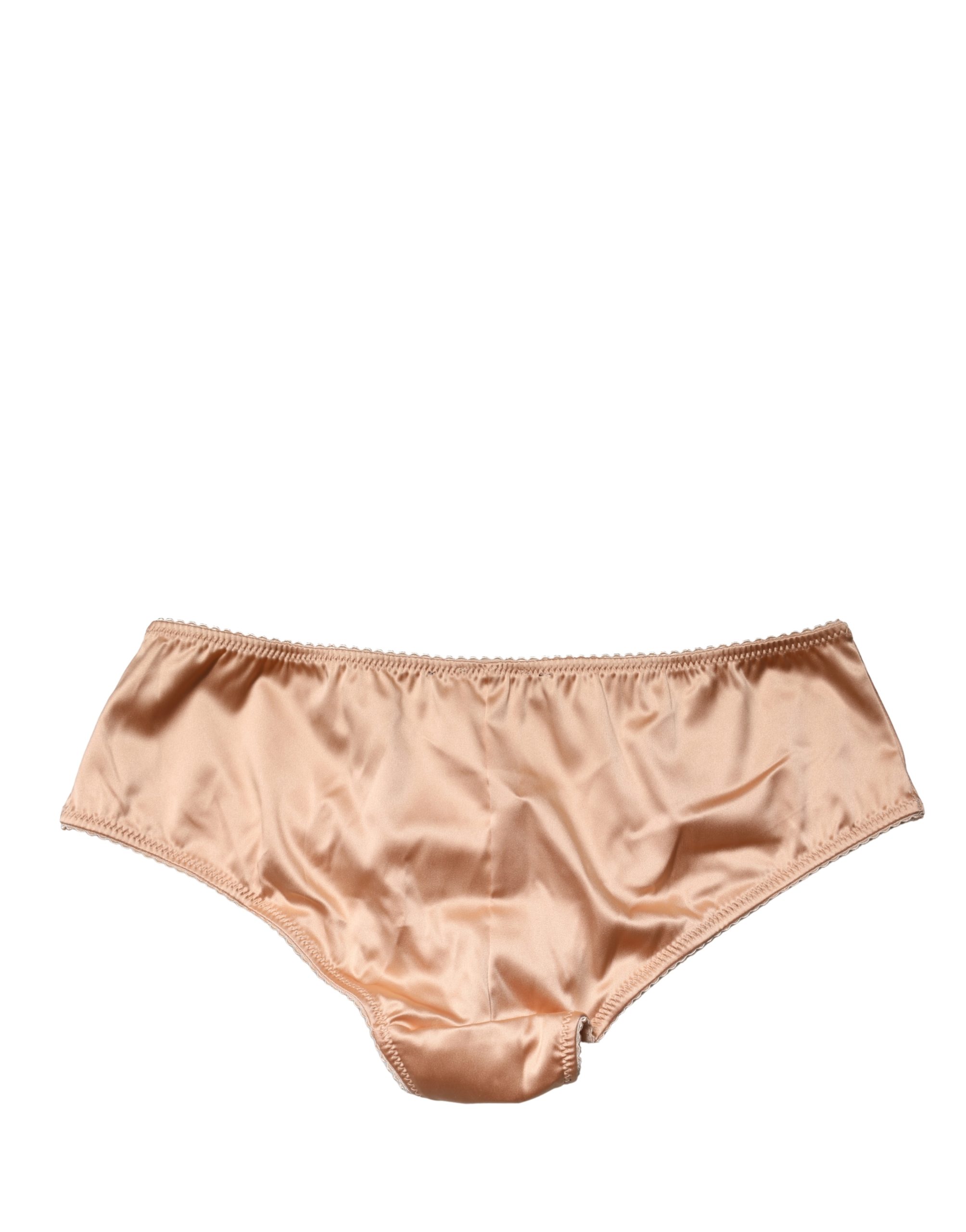 Dolce & Gabbana Beige Silk Stretch Mid Waist Brief Panty Underwear - Image 3