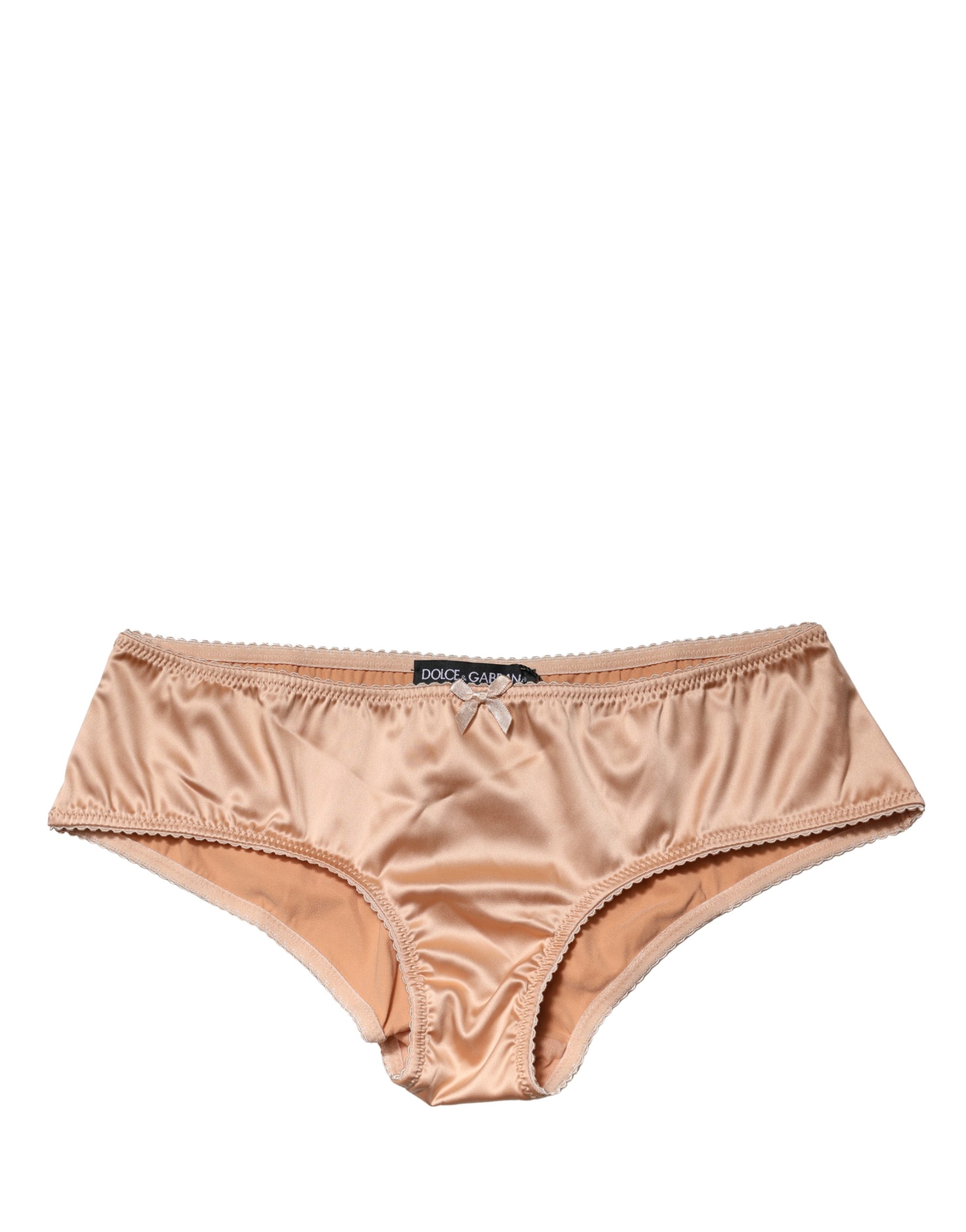Dolce & Gabbana Beige Silk Stretch Mid Waist Brief Panty Underwear - Image 2