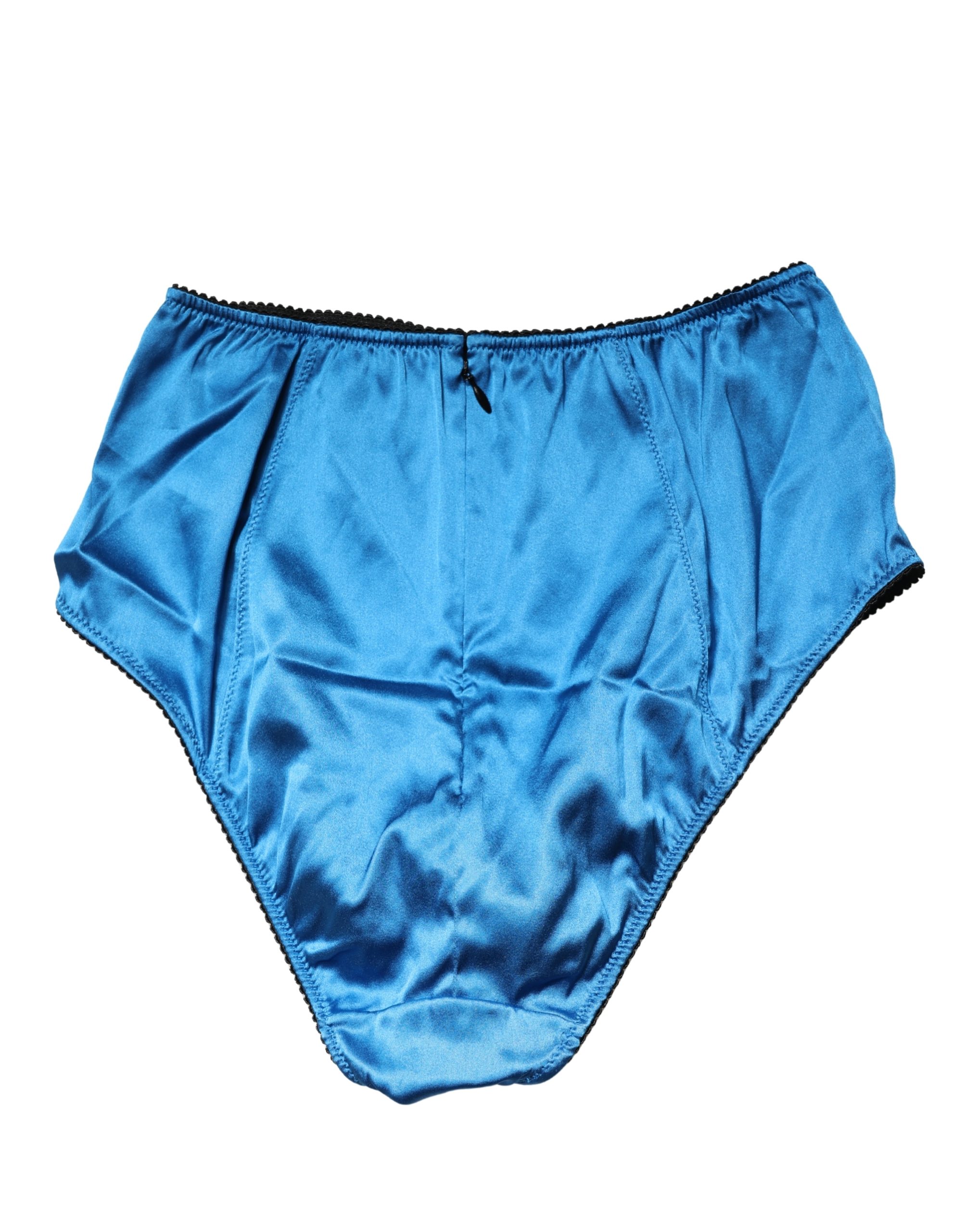 Dolce & Gabbana Blue Silk Blend High Waist Girdle Panty Underwear - Image 3
