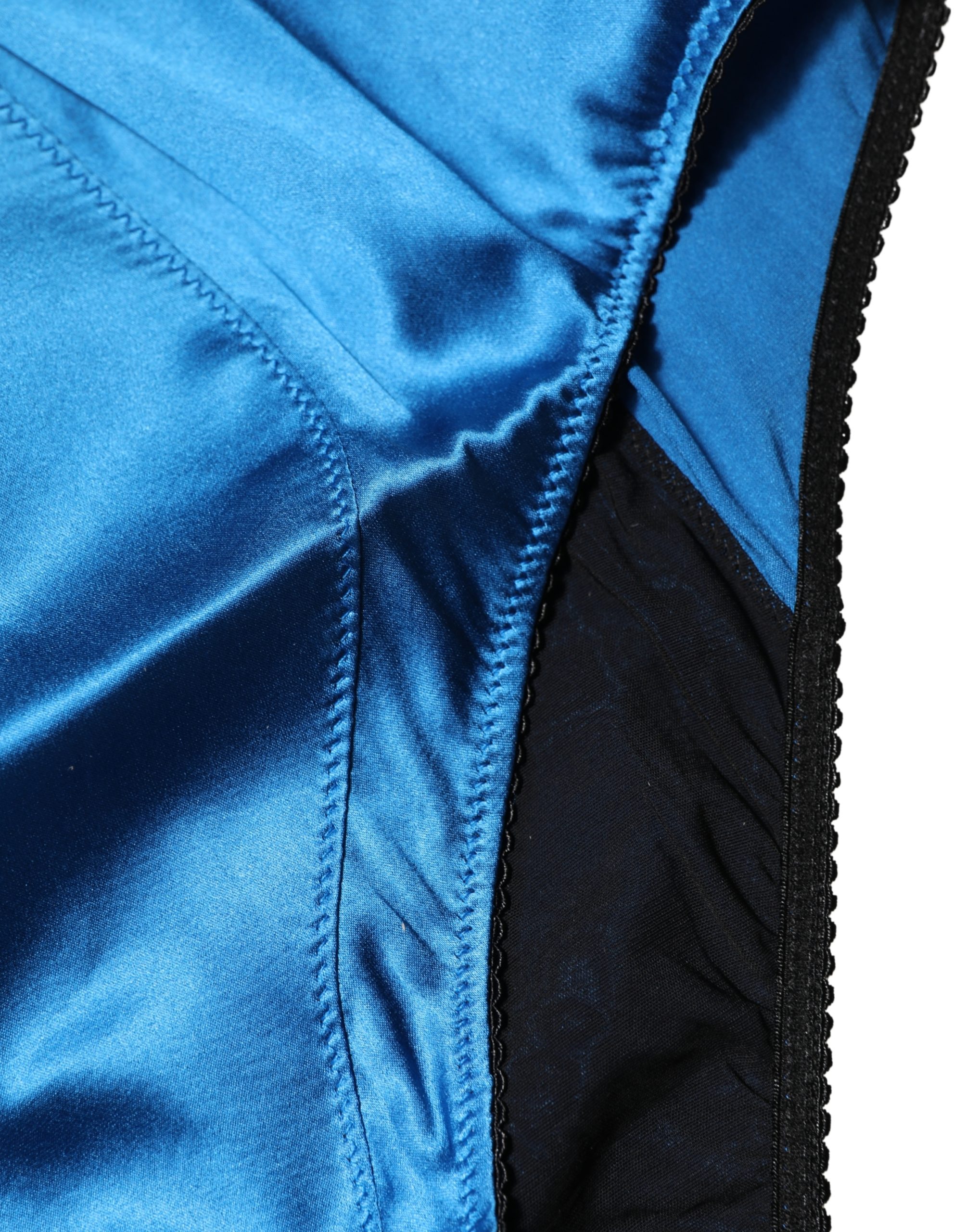 Dolce & Gabbana Blue Silk Blend High Waist Girdle Panty Underwear - Image 4