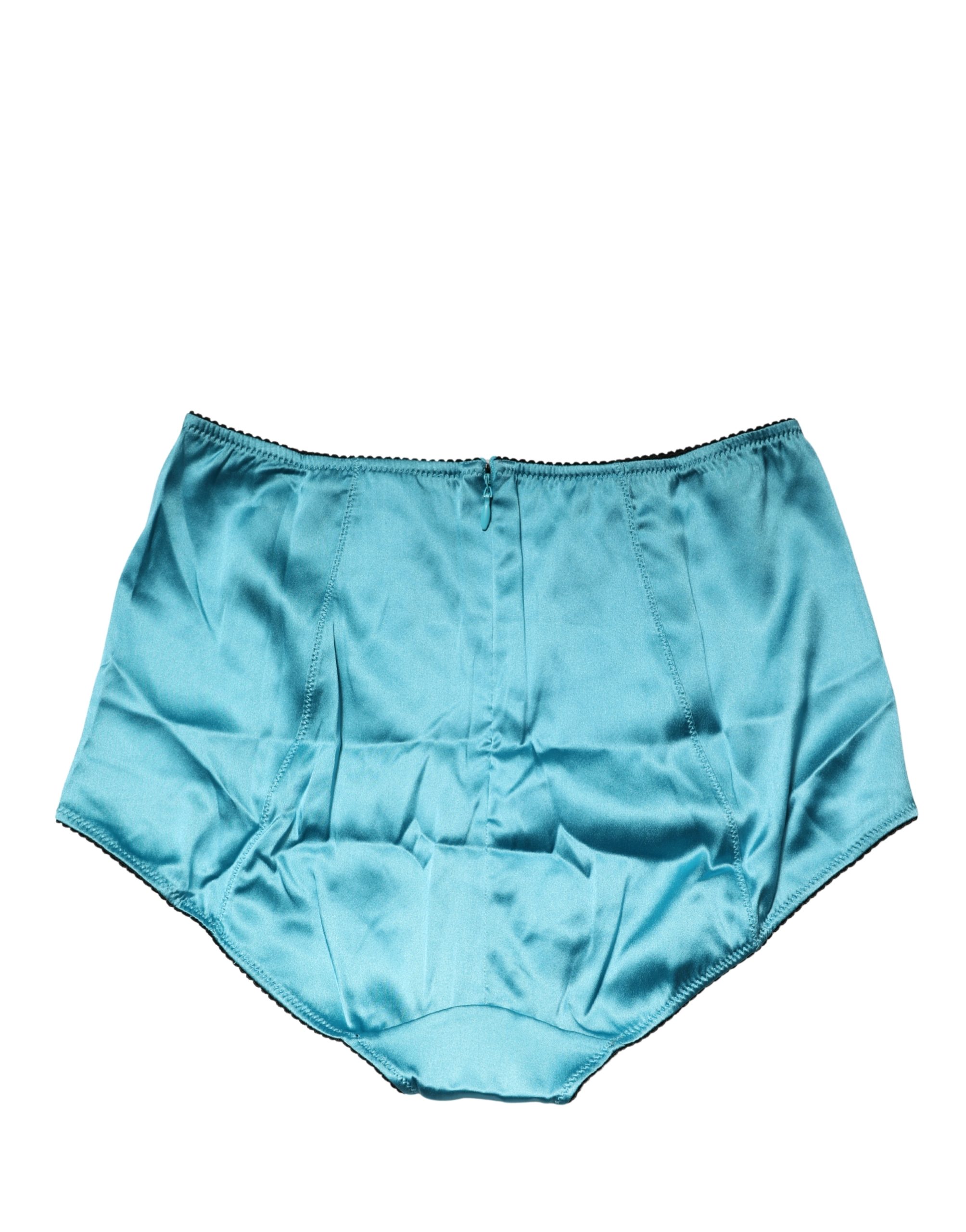 Dolce & Gabbana Blue Silk Blend High Waist Girdle Panty Underwear - Image 3