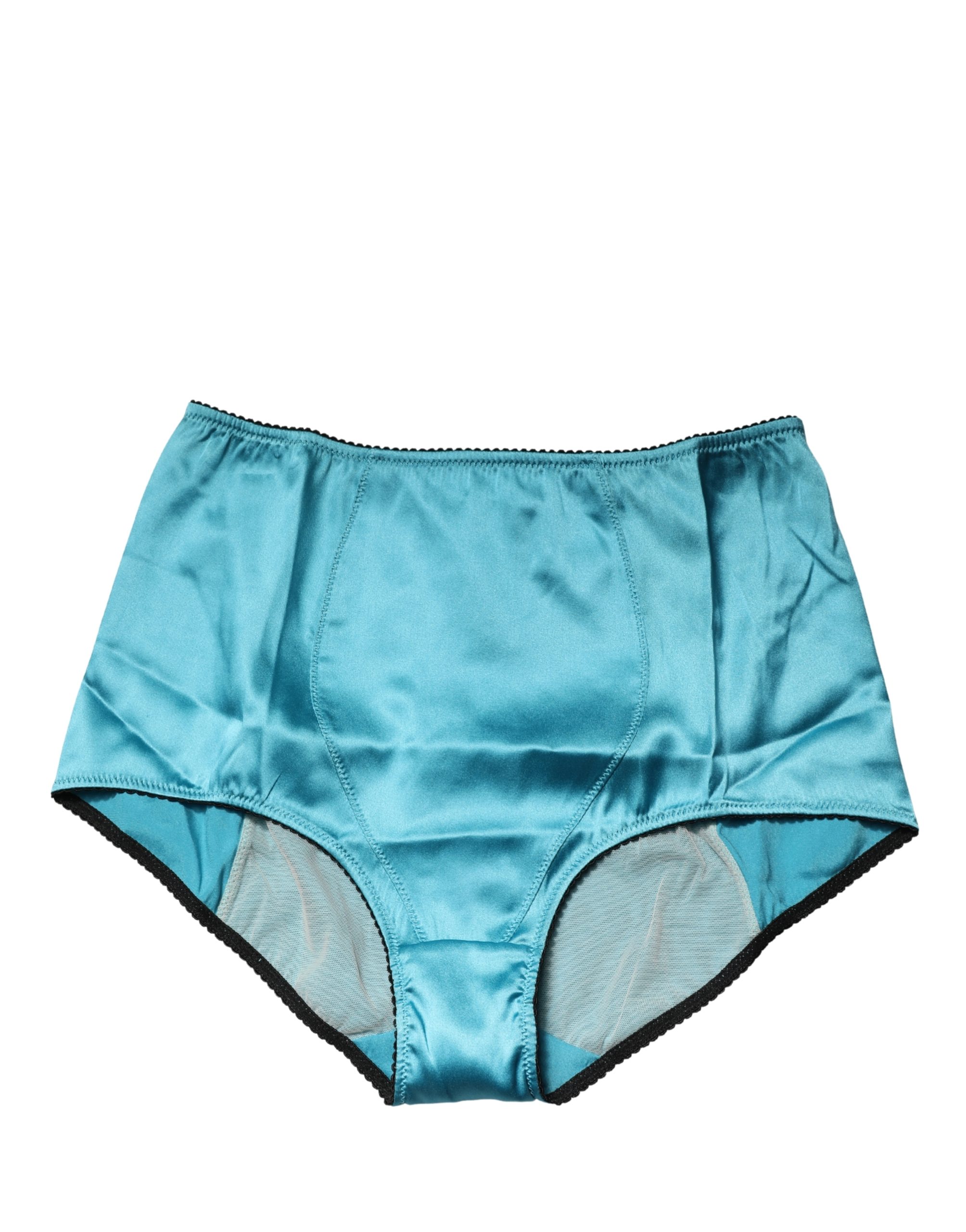 Dolce & Gabbana Blue Silk Blend High Waist Girdle Panty Underwear - Image 2