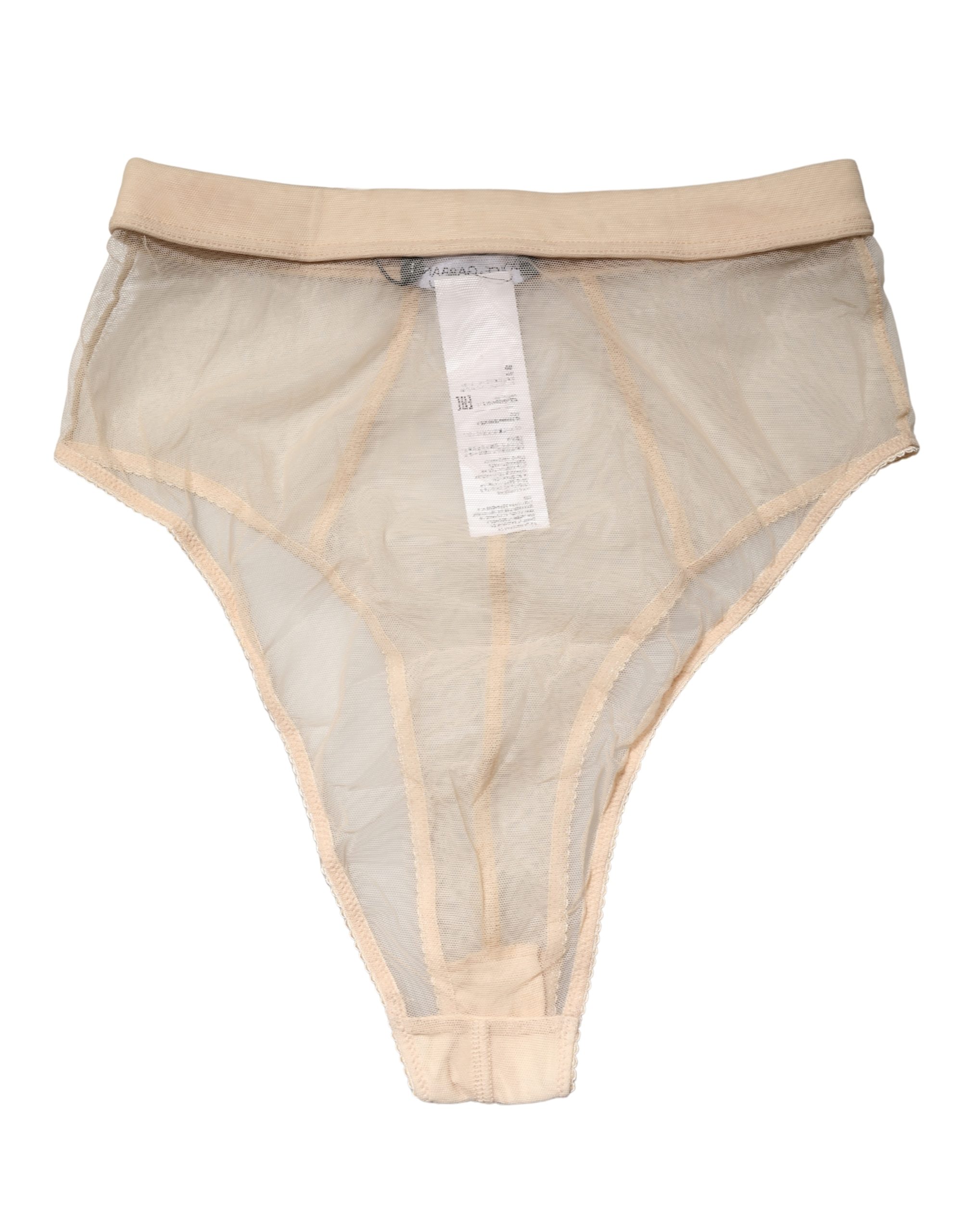 Dolce & Gabbana Beige Silk Blend High Waist Brief Panty Underwear - Image 3