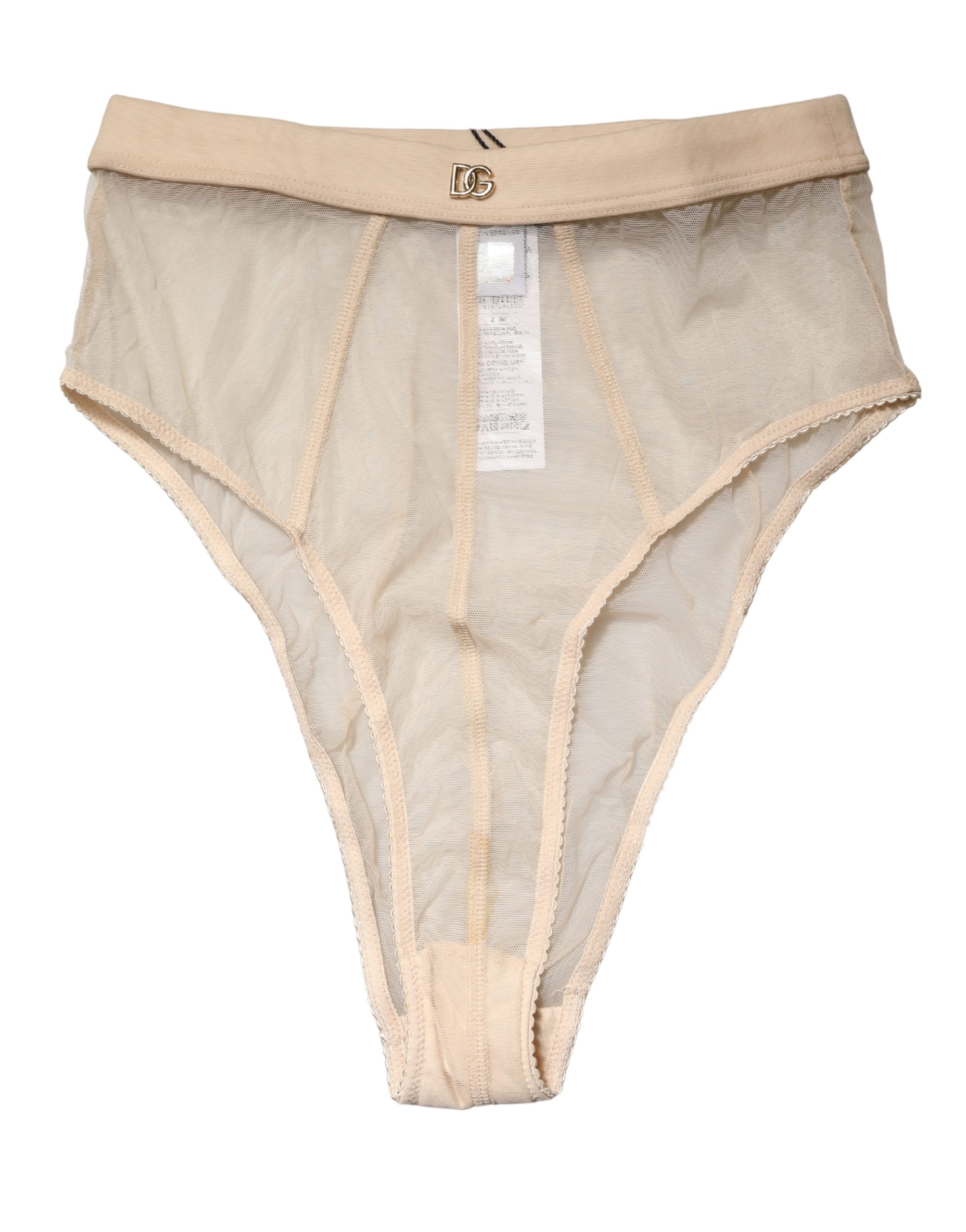 Dolce & Gabbana Beige Silk Blend High Waist Brief Panty Underwear - Image 2