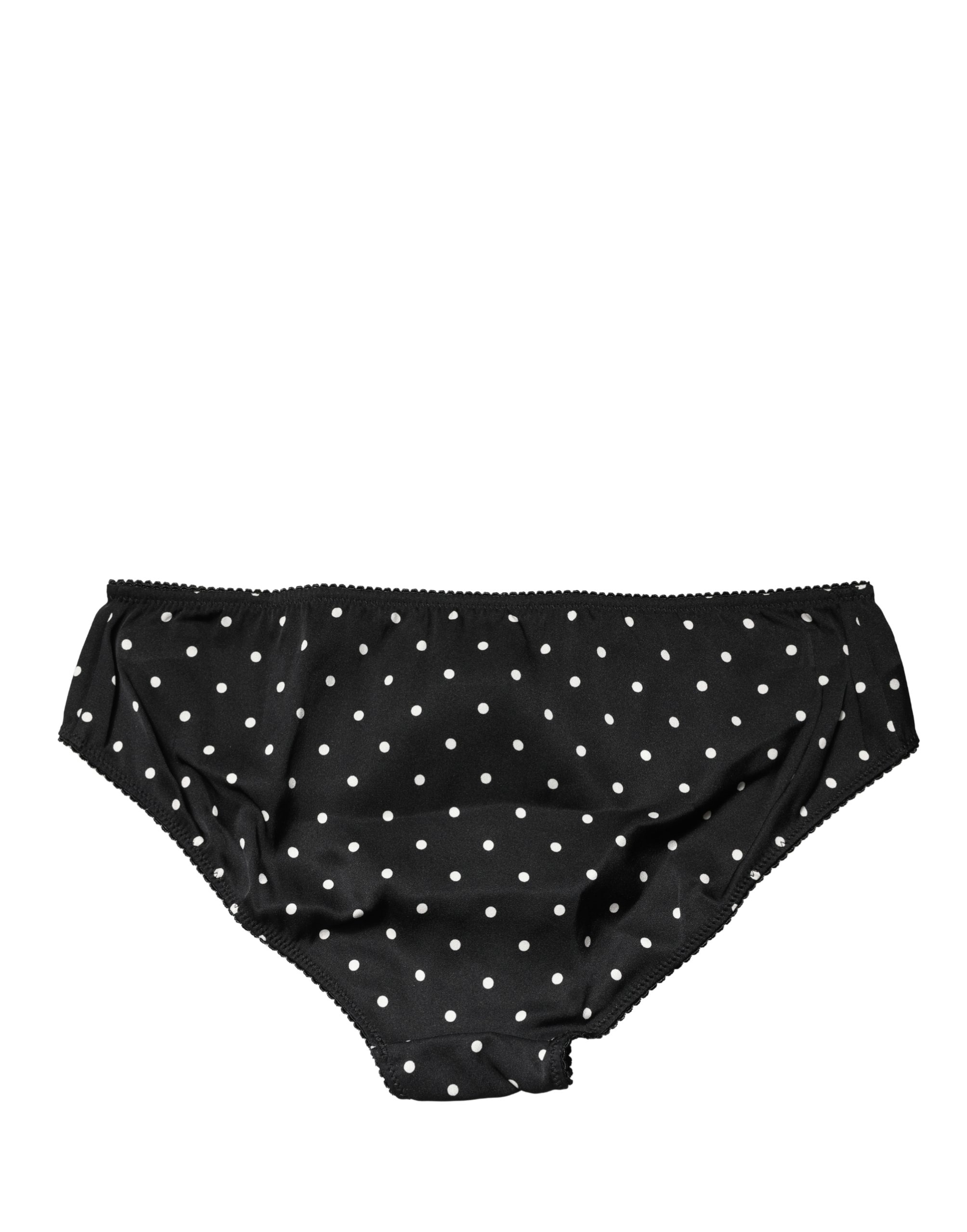 Dolce & Gabbana Black Polka Dots Mid Waist Brief Panty Underwear - Image 3
