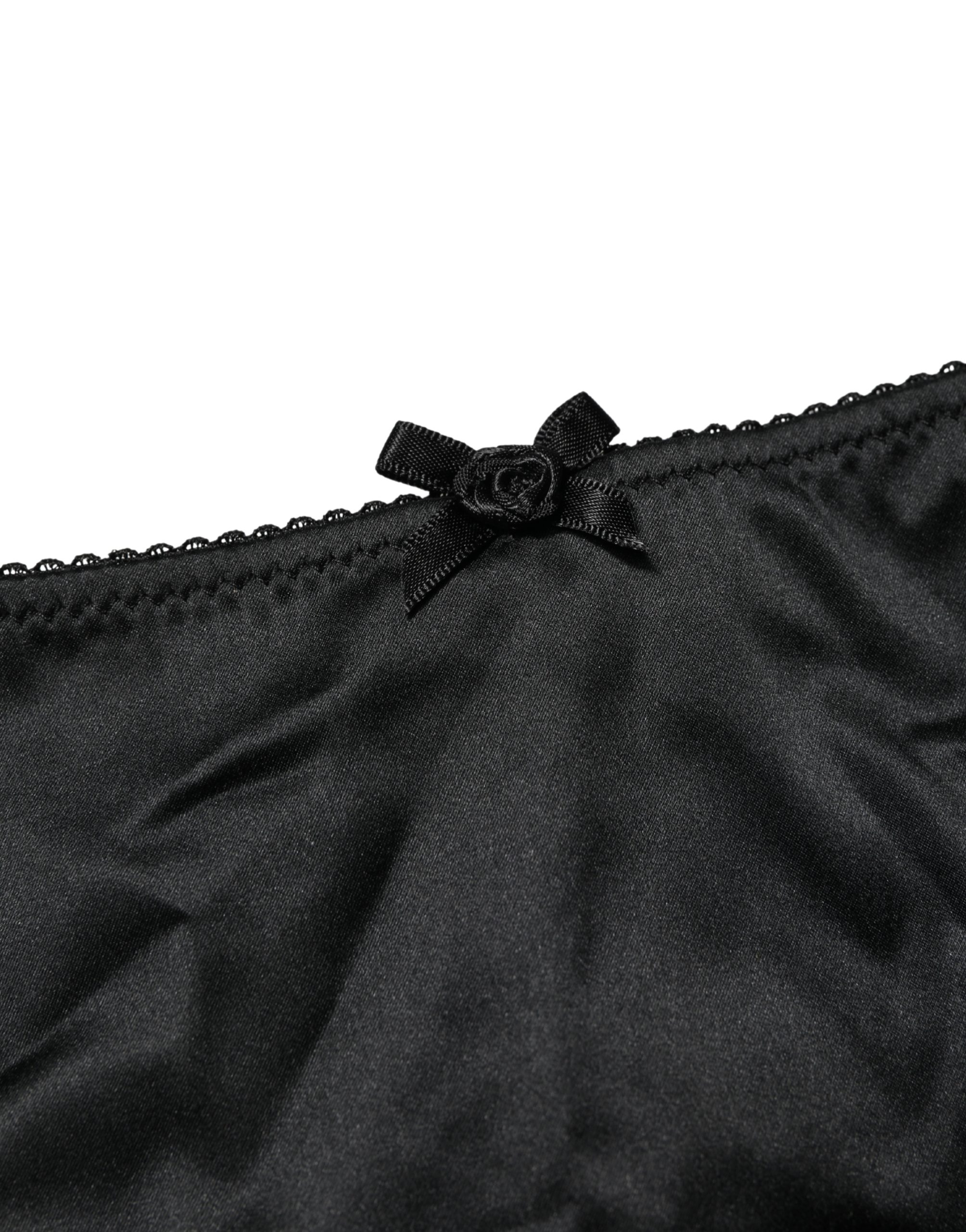 Dolce & Gabbana Black Silk Stretch Mid Waist Brief Panty Underwear - Image 4