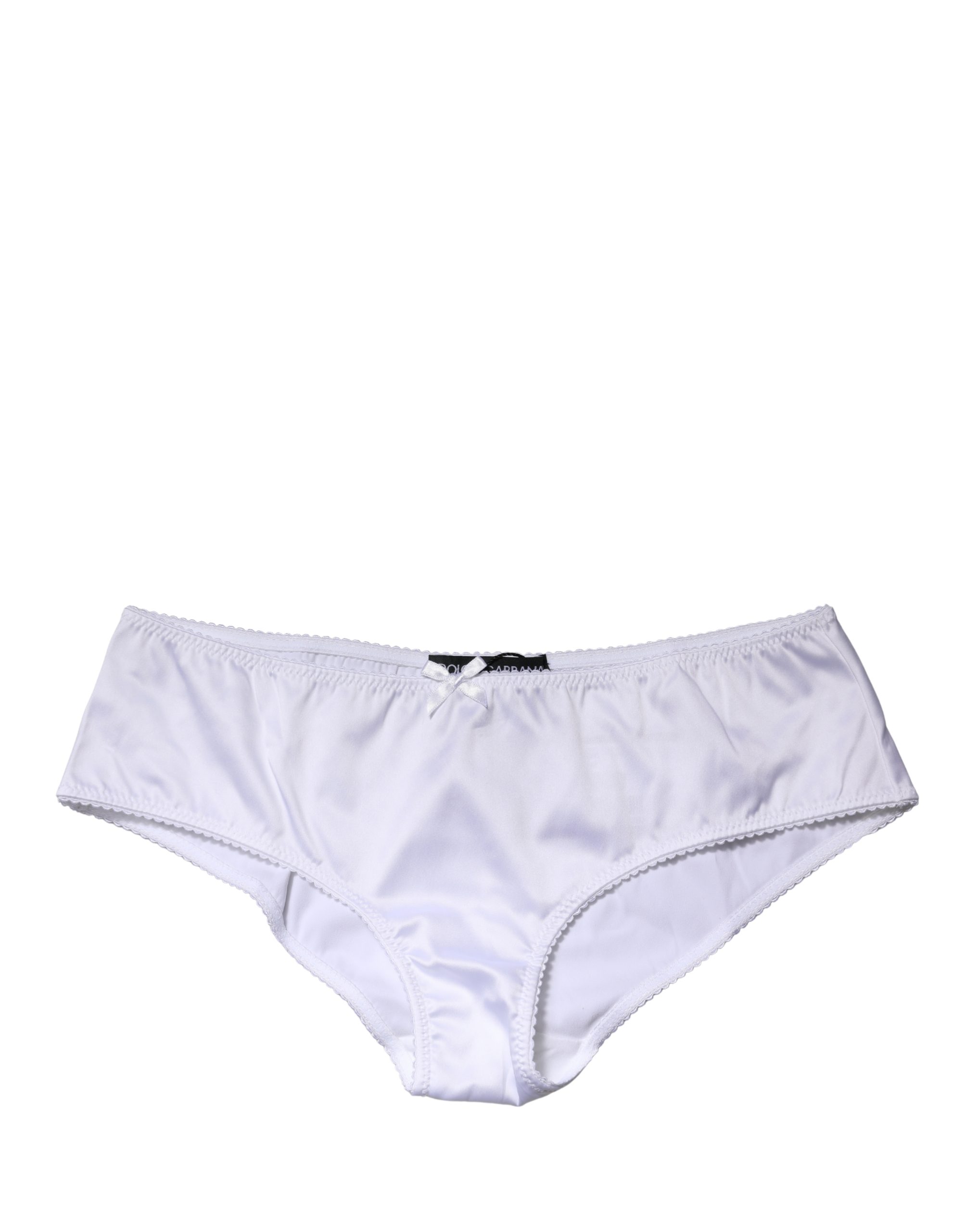Dolce & Gabbana White Silk Stretch Mid Waist Brief Panty Underwear - Image 2