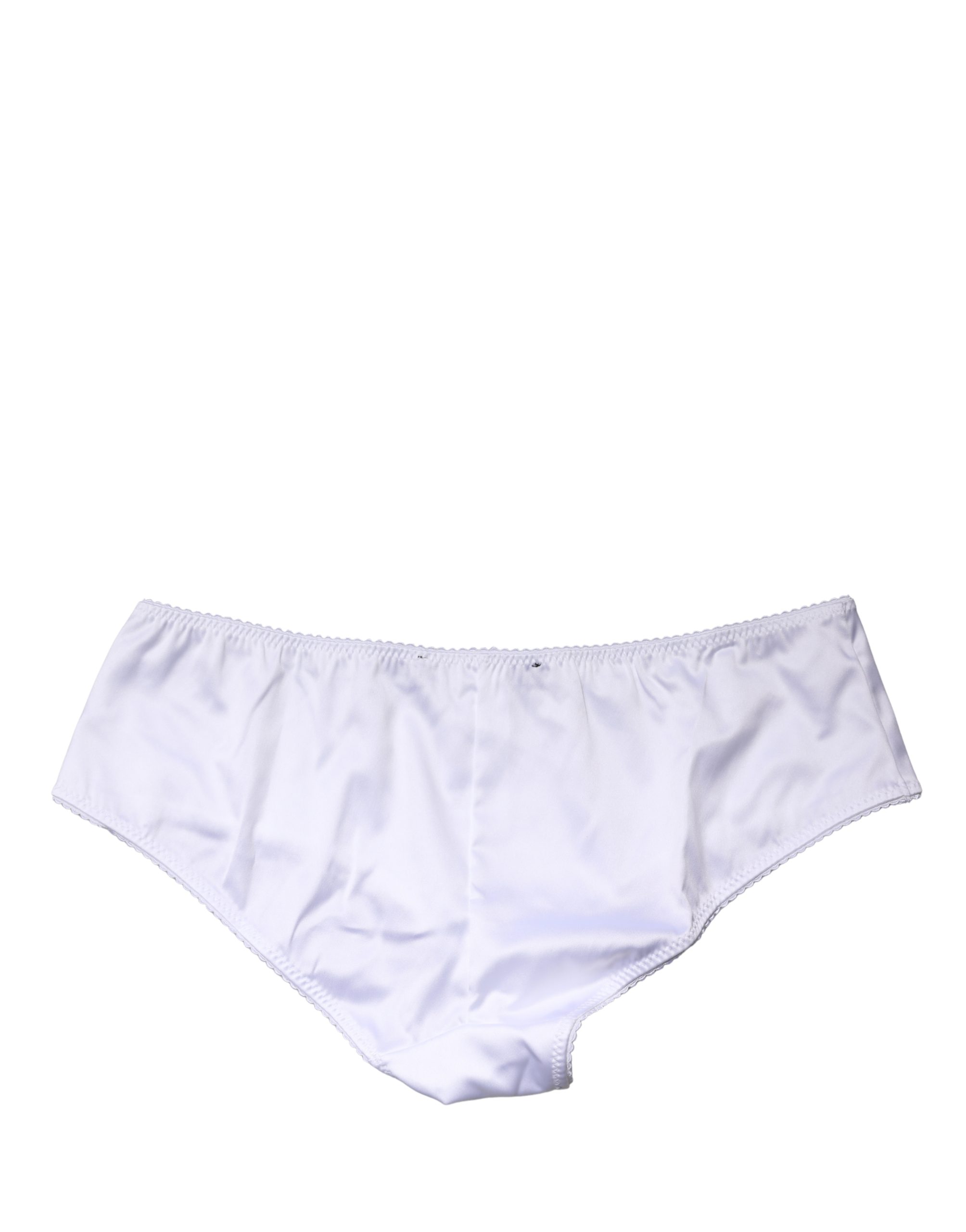 Dolce & Gabbana White Silk Stretch Mid Waist Brief Panty Underwear - Image 3