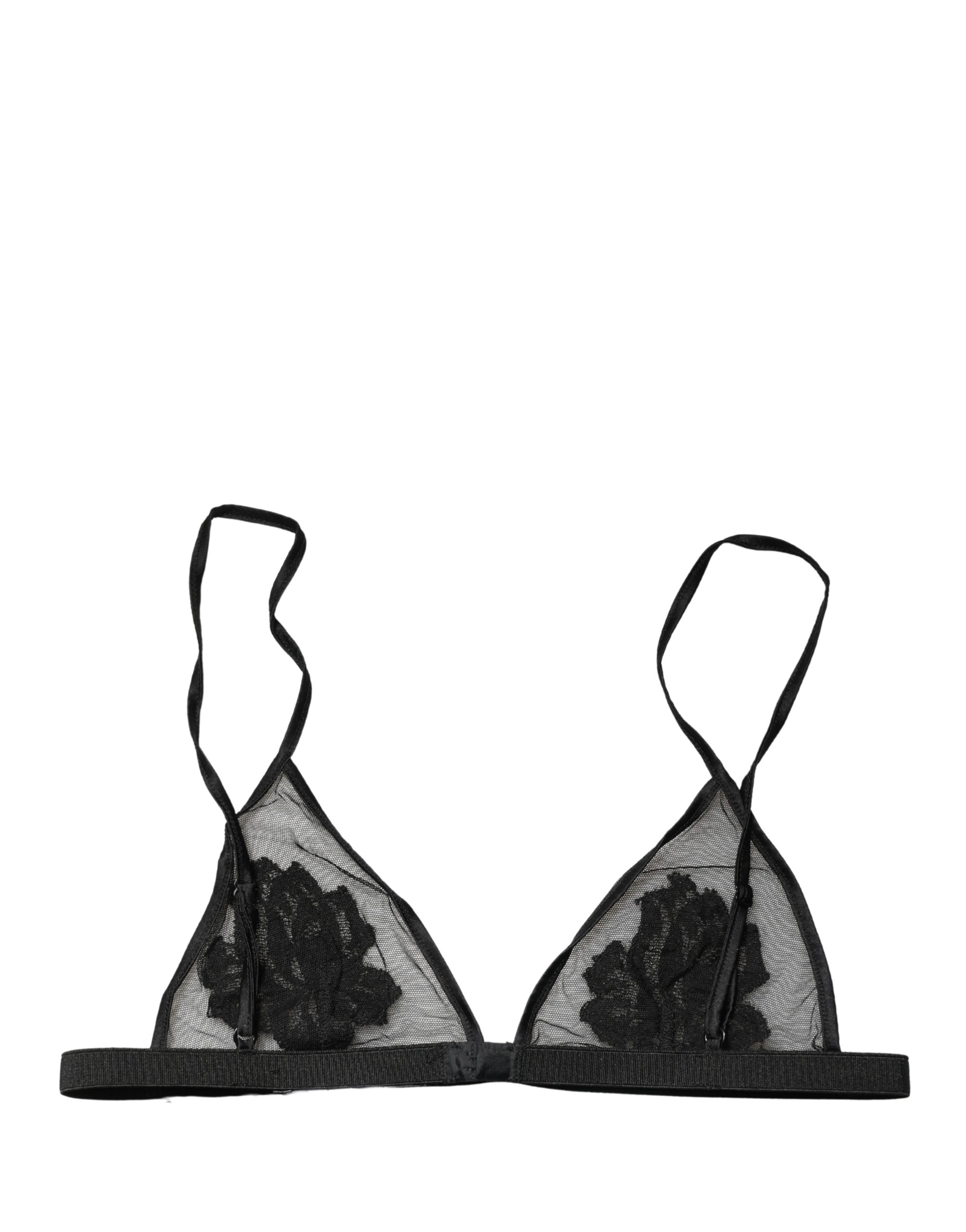 Dolce & Gabbana Black Floral Soft Cup Triangle Bra Underwear - Image 2