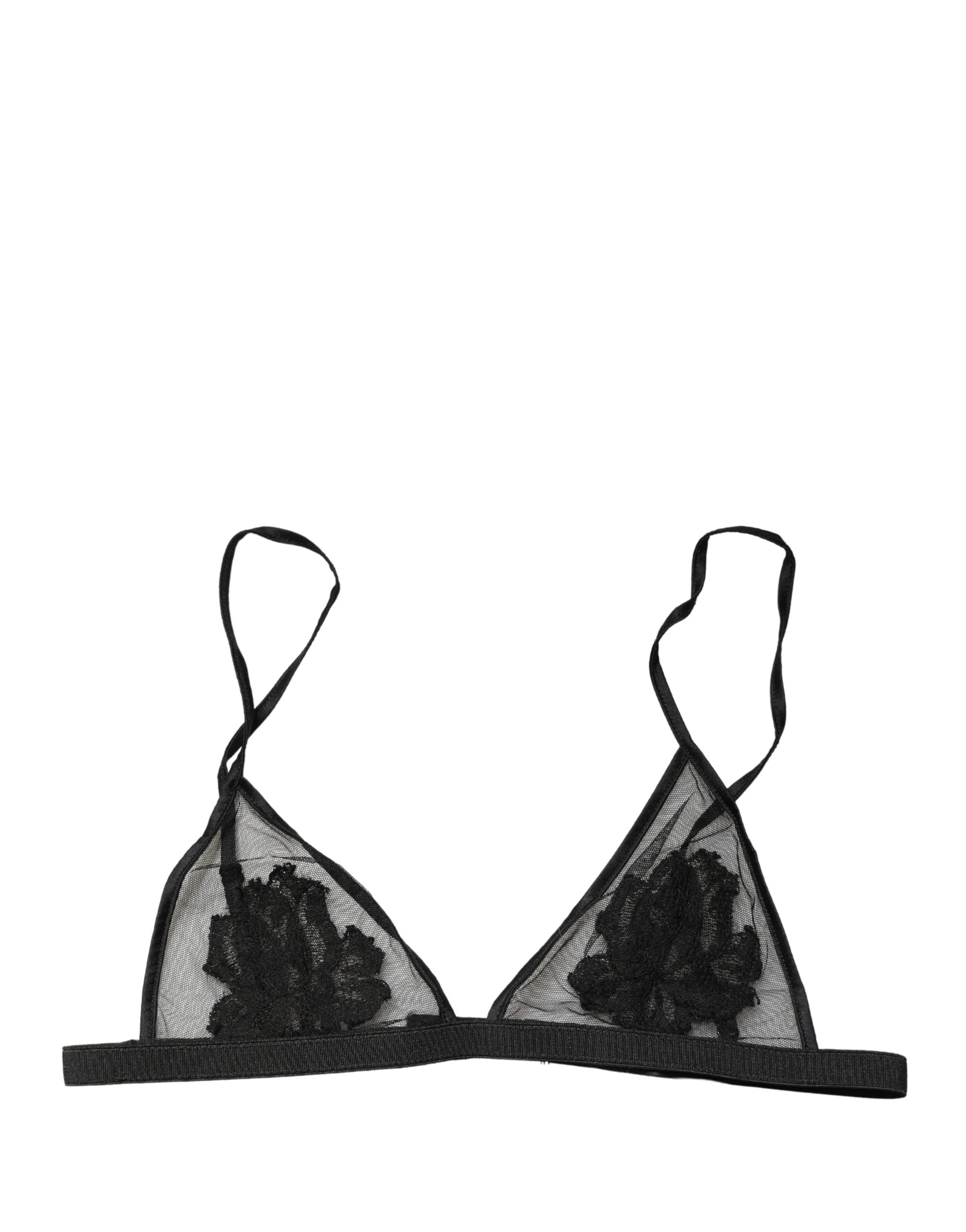 Dolce & Gabbana Black Floral Soft Cup Triangle Bra Underwear - Image 3