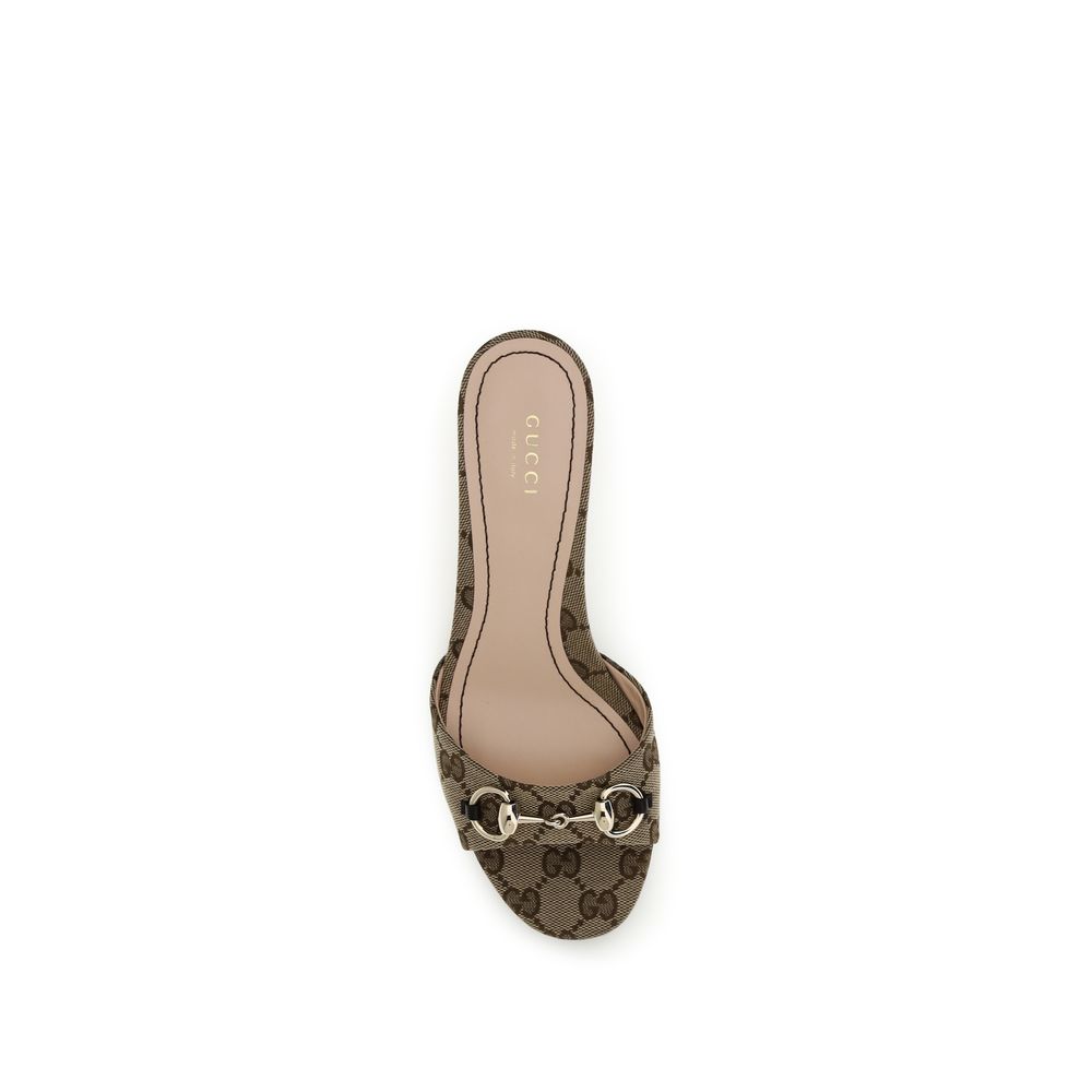 Gucci Beige Fabric Stiletto Heel Sandals - Image 4