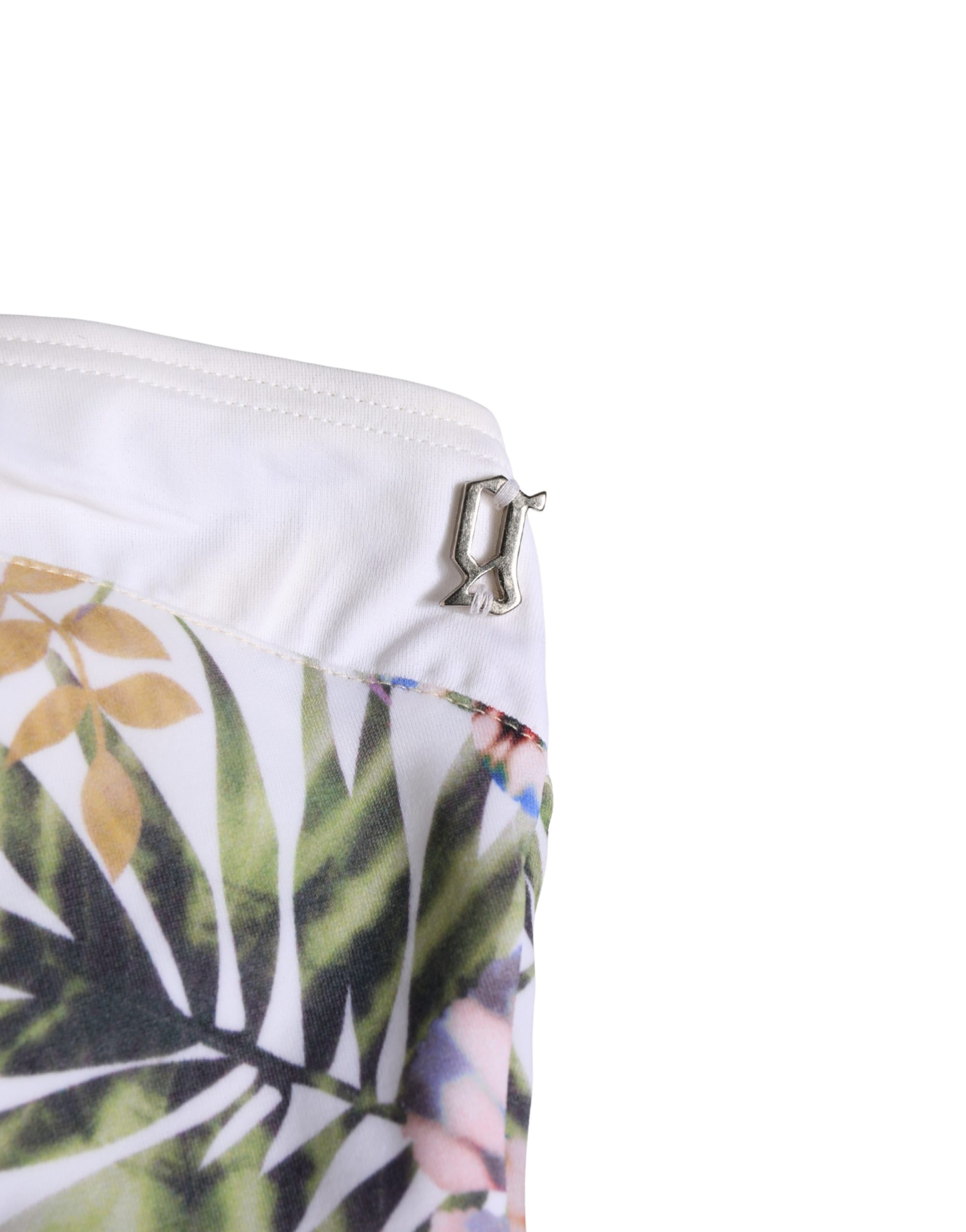 John Galliano White Floral Print Strapless One-Piece Swimsuit Swimwear - Image 5