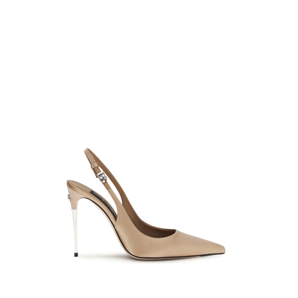 Dolce & Gabbana Beige Silk High Heel Pumps