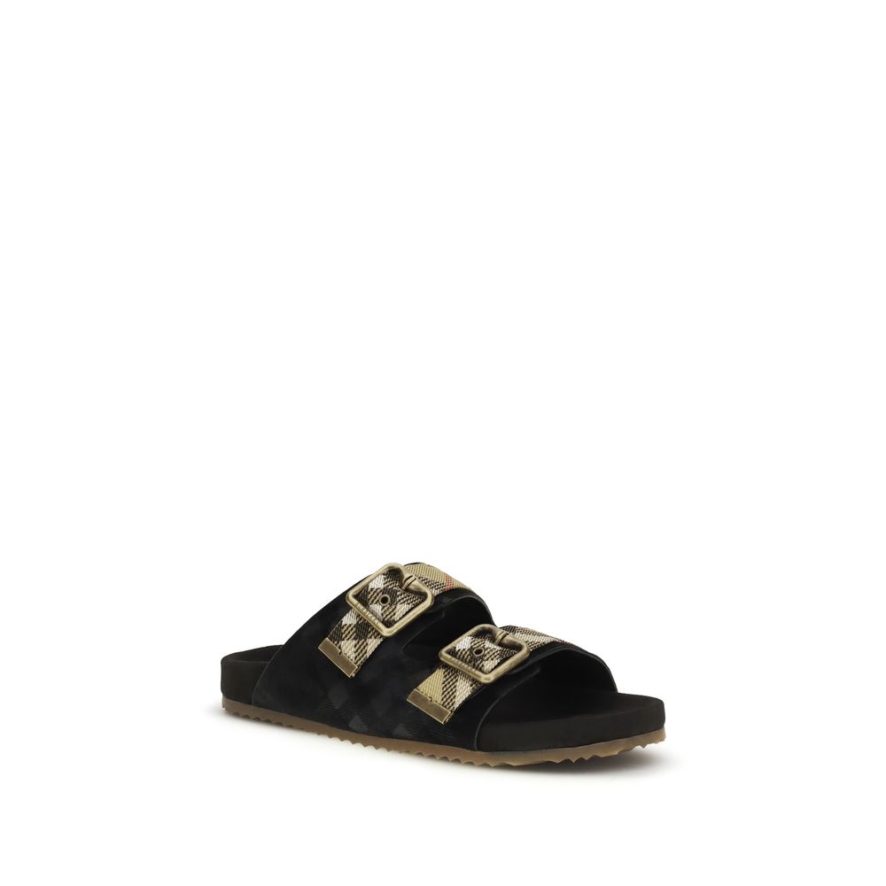 Burberry Black Calf Leather Bos Taurus Strap-On Sandals - Image 2
