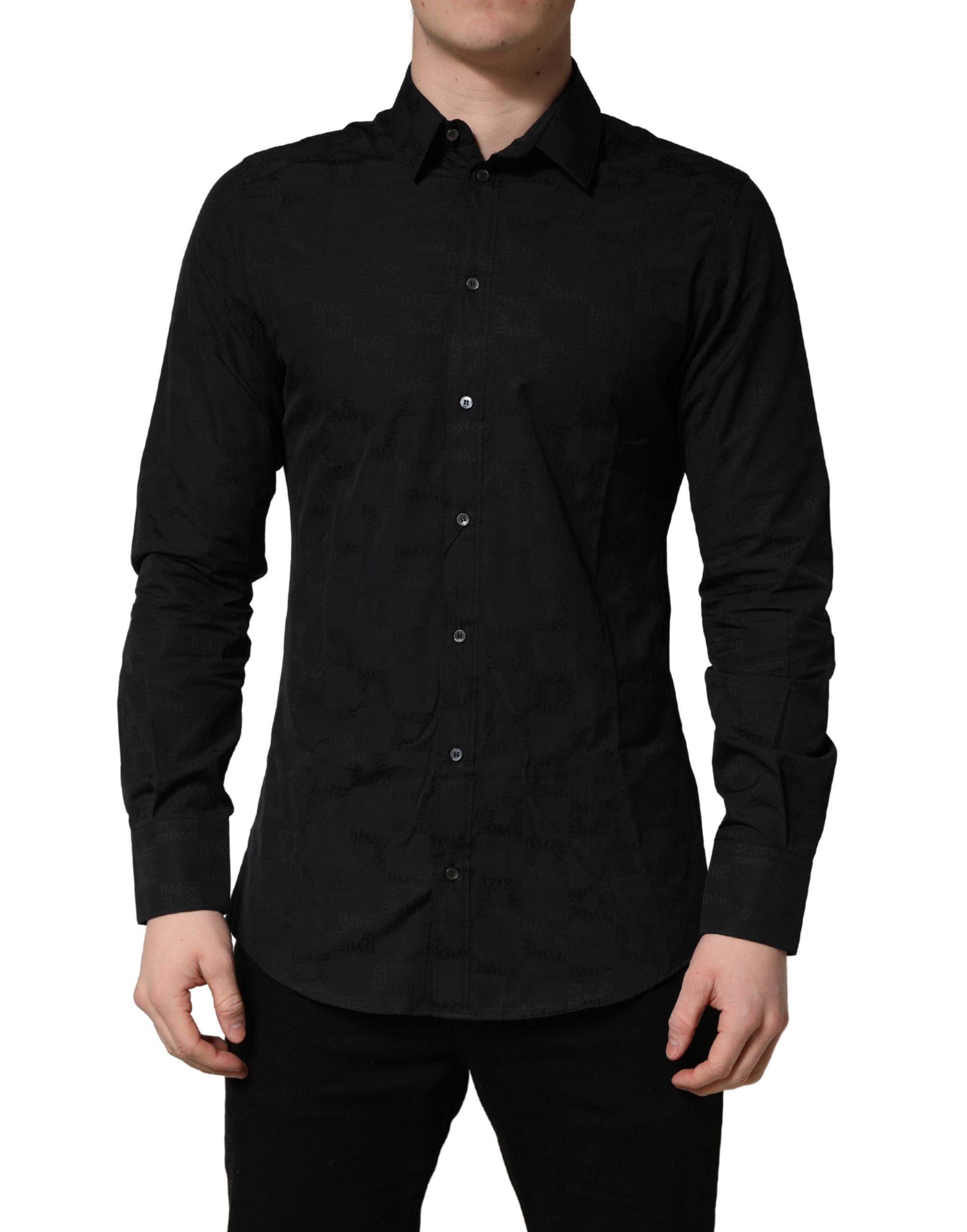 Dolce & Gabbana Black MARTINI Cotton Slim Dress Formal Shirt - Image 2