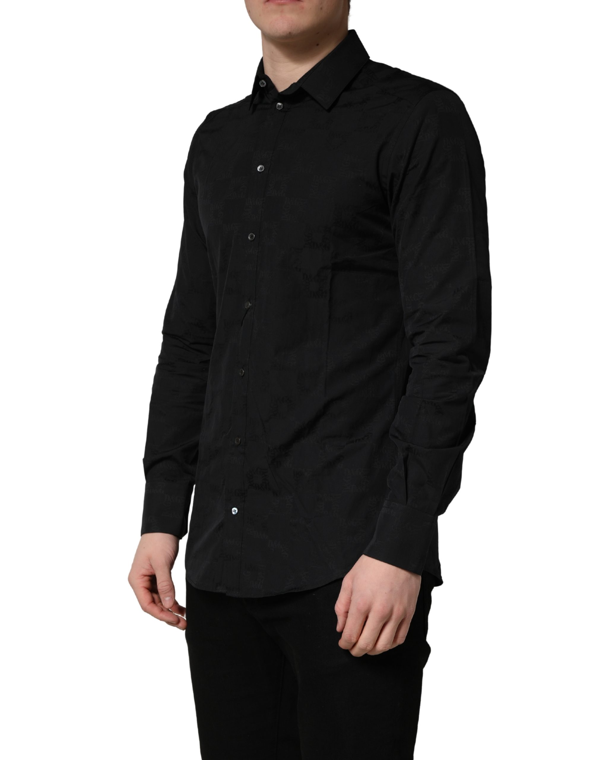 Dolce & Gabbana Black MARTINI Cotton Slim Dress Formal Shirt - Image 3