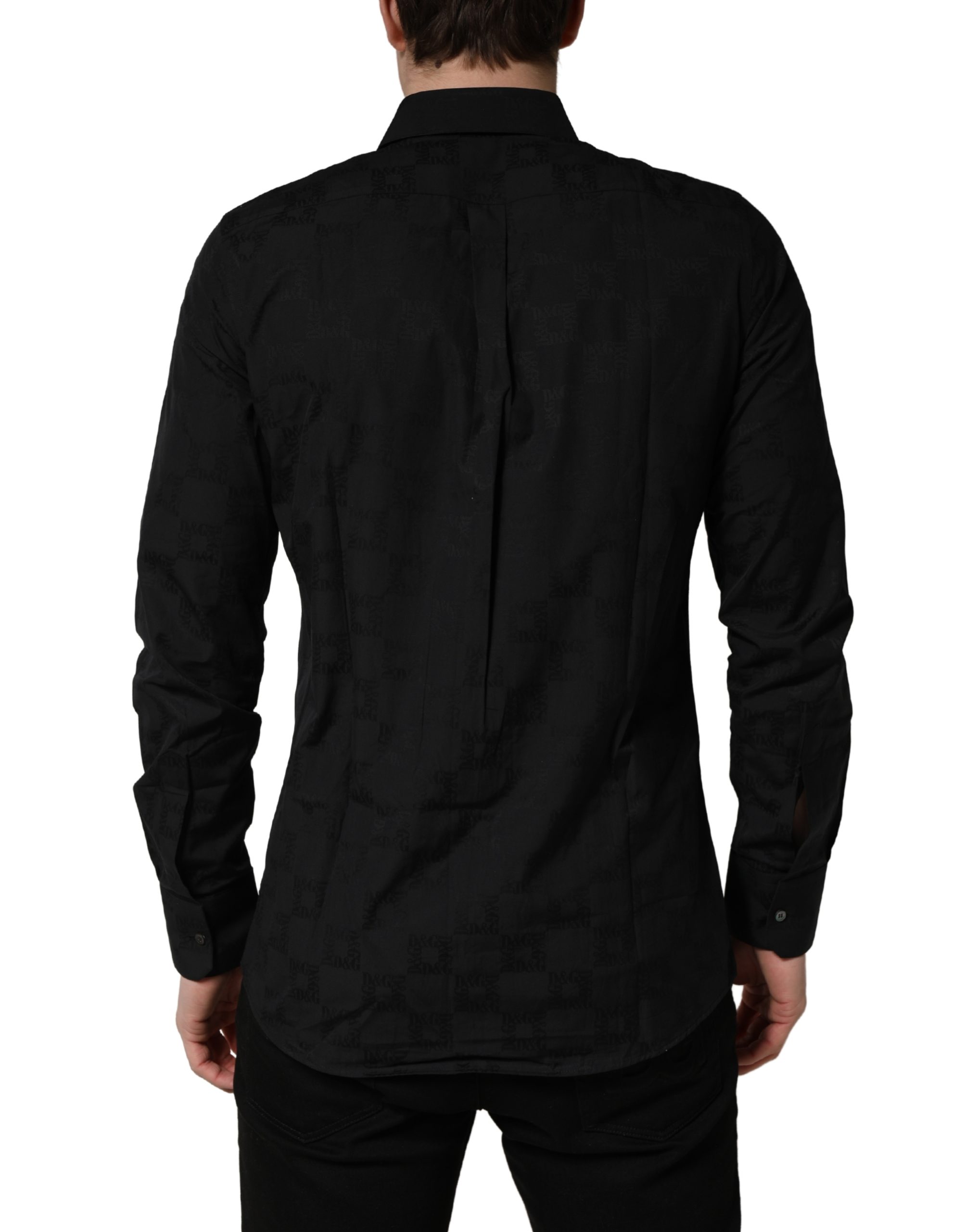 Dolce & Gabbana Black MARTINI Cotton Slim Dress Formal Shirt - Image 4