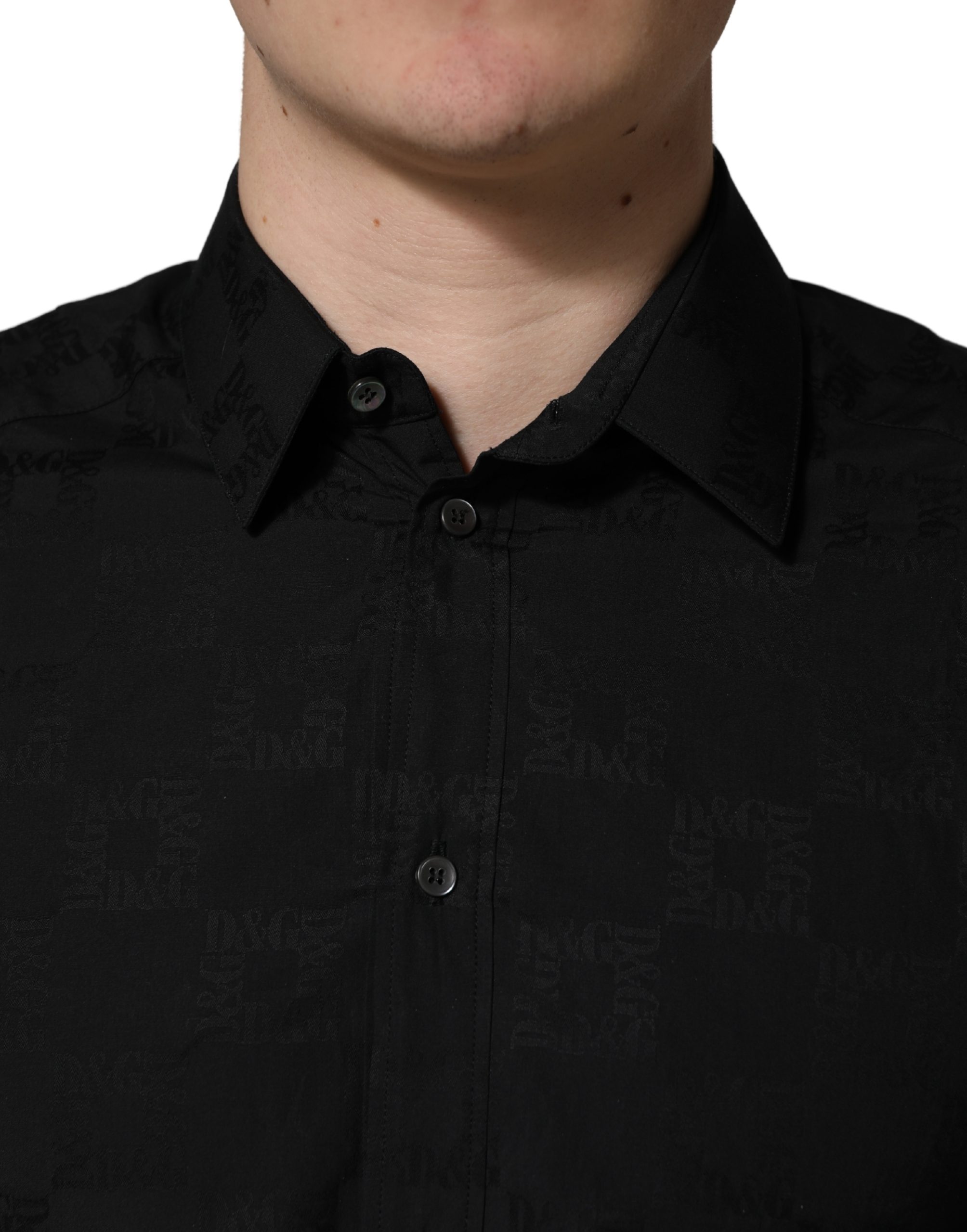 Dolce & Gabbana Black MARTINI Cotton Slim Dress Formal Shirt - Image 5