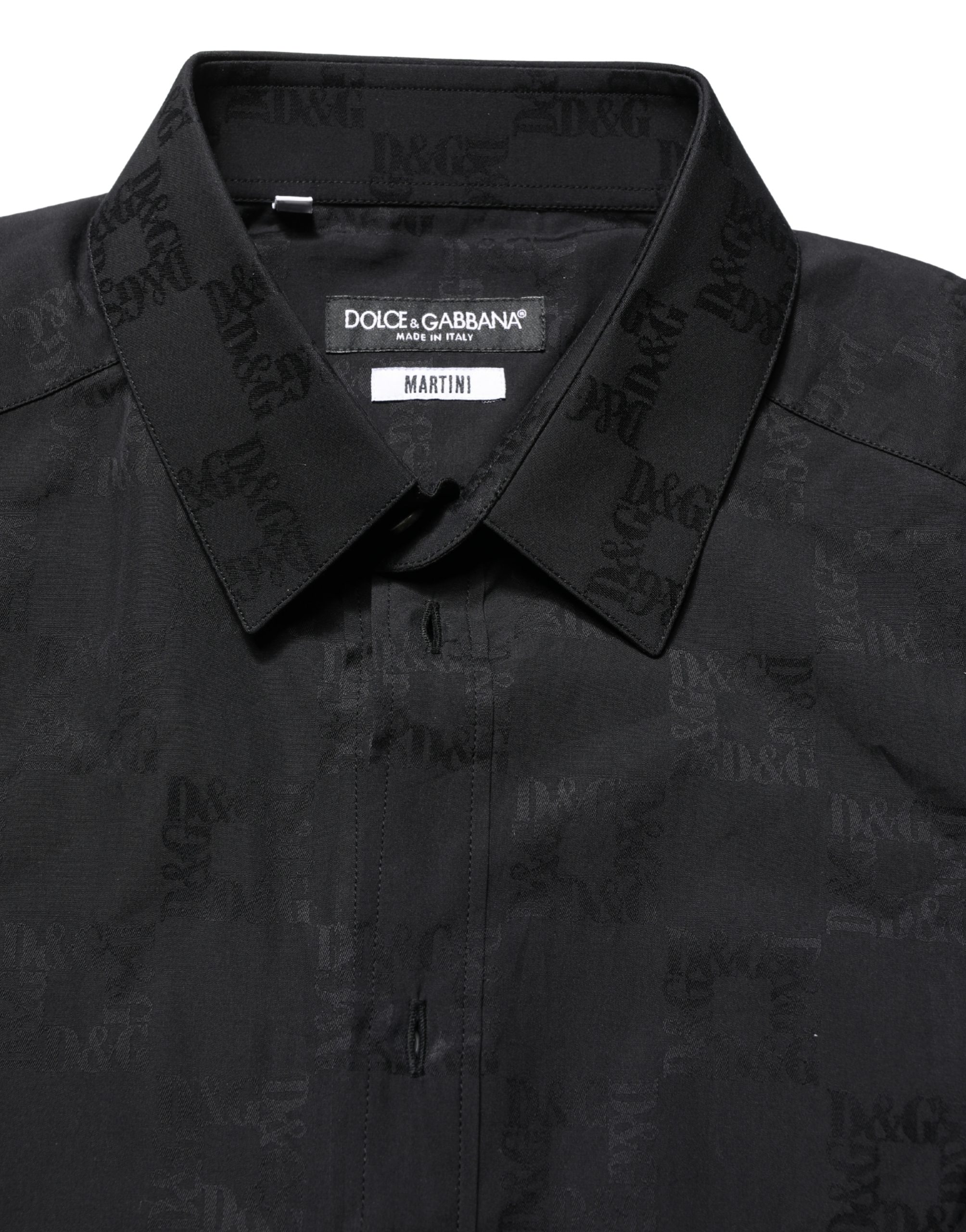 Dolce & Gabbana Black MARTINI Cotton Slim Dress Formal Shirt - Image 7