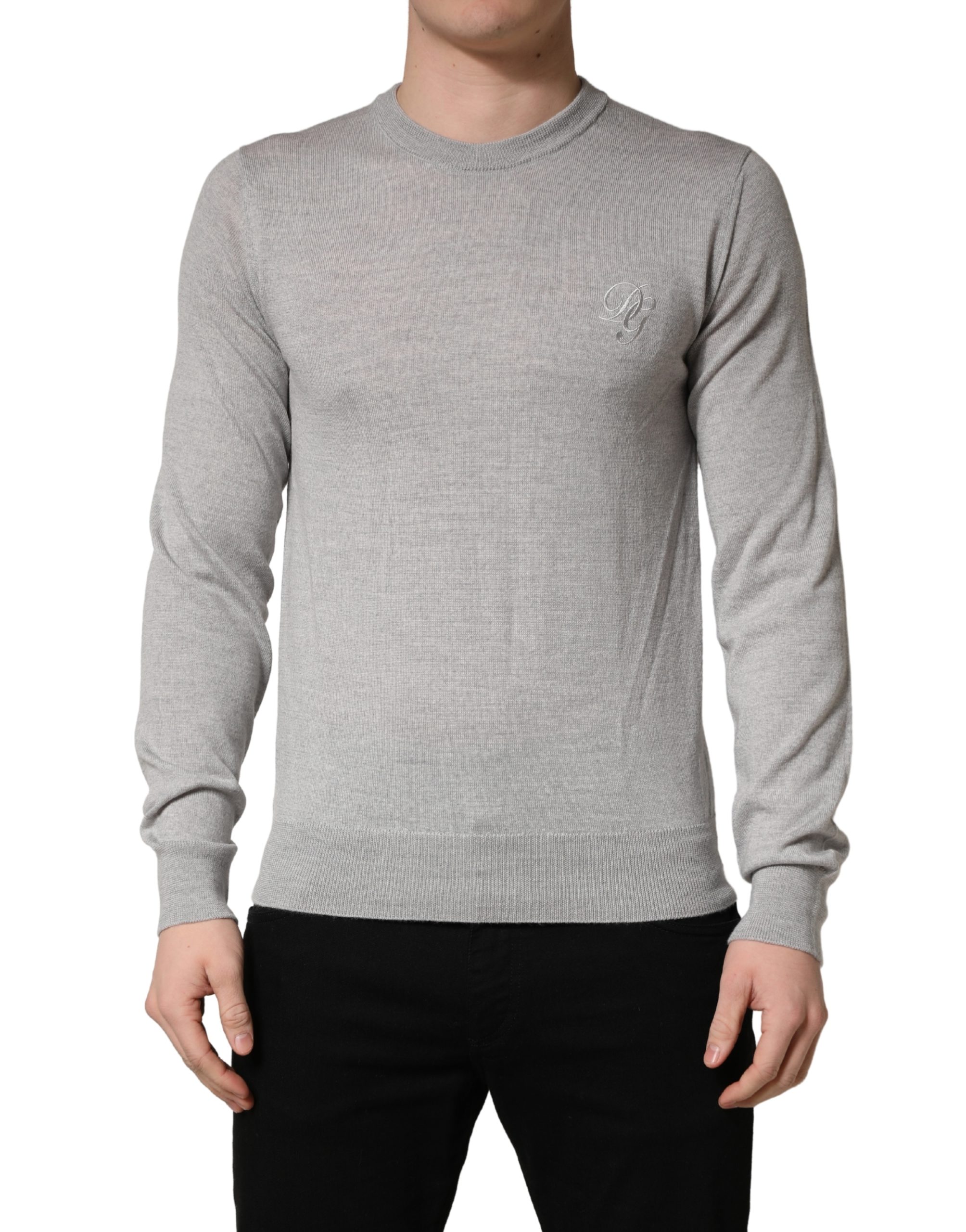 Dolce & Gabbana Gray Long Sleeves Crew Neck Pullover Sweater - Image 2
