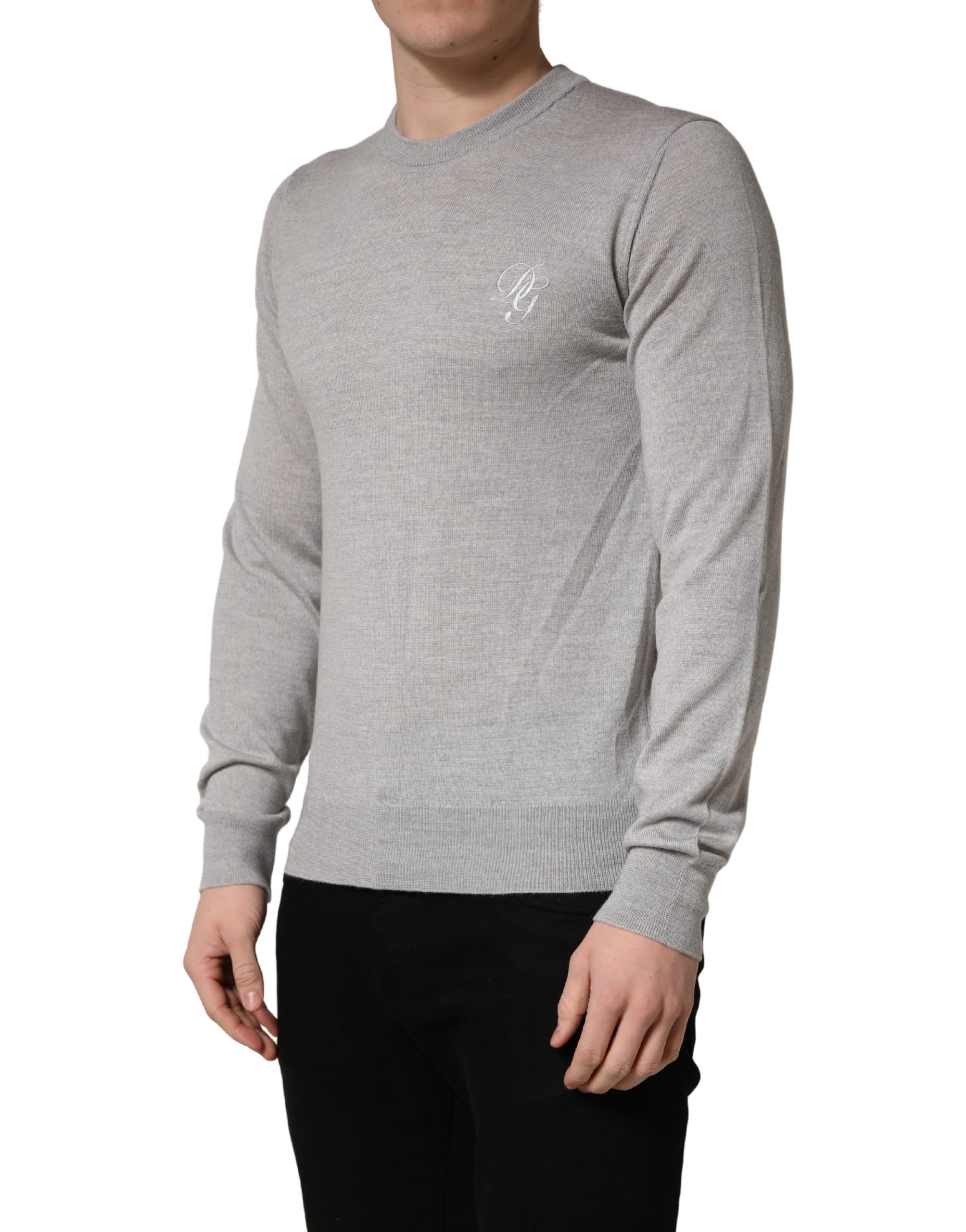 Dolce & Gabbana Gray Long Sleeves Crew Neck Pullover Sweater - Image 3