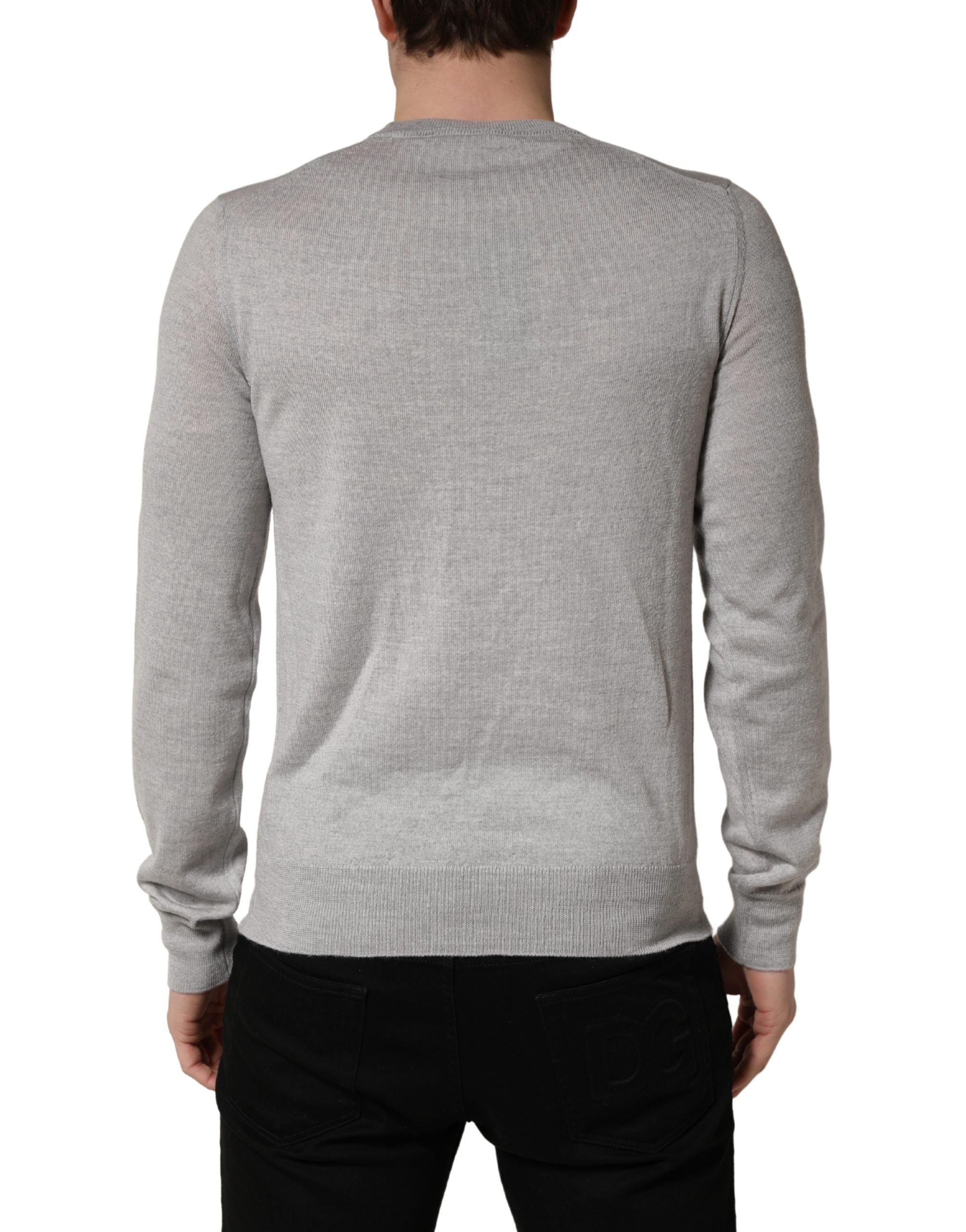 Dolce & Gabbana Gray Long Sleeves Crew Neck Pullover Sweater - Image 4