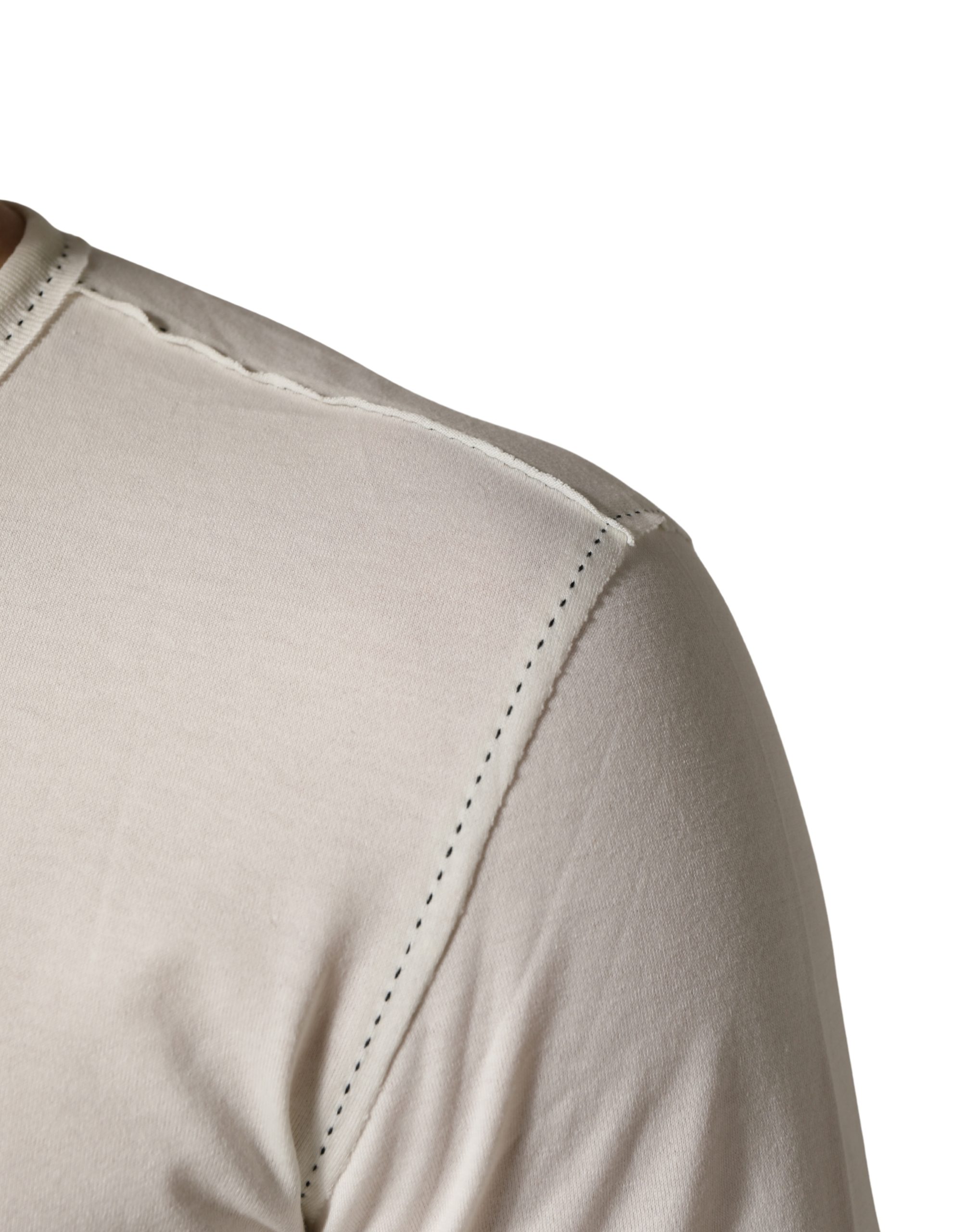 Dolce & Gabbana White Long Sleeves Henley Pullover Sweater - Image 6