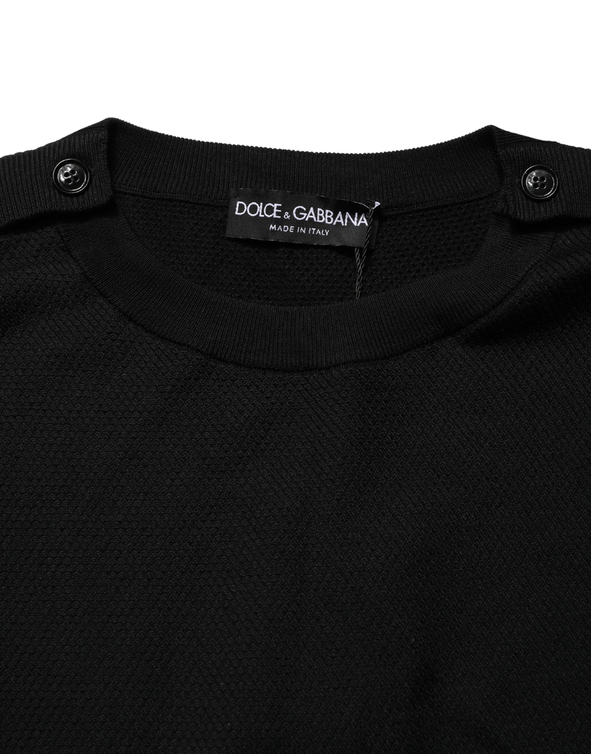Dolce & Gabbana Black Crew Neck Long Sleeve Pullover Sweater - Image 6