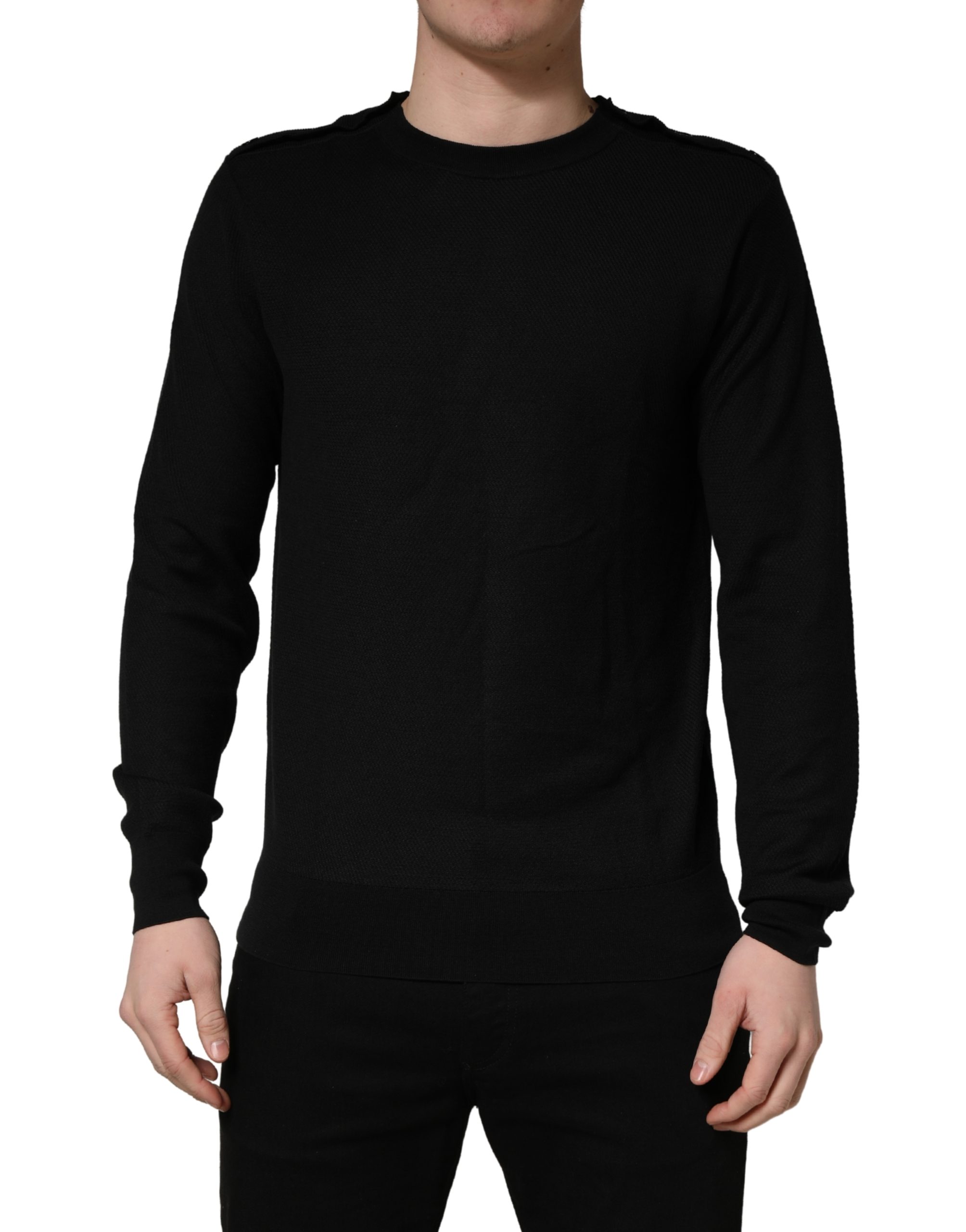 Dolce & Gabbana Black Crew Neck Long Sleeve Pullover Sweater - Image 2