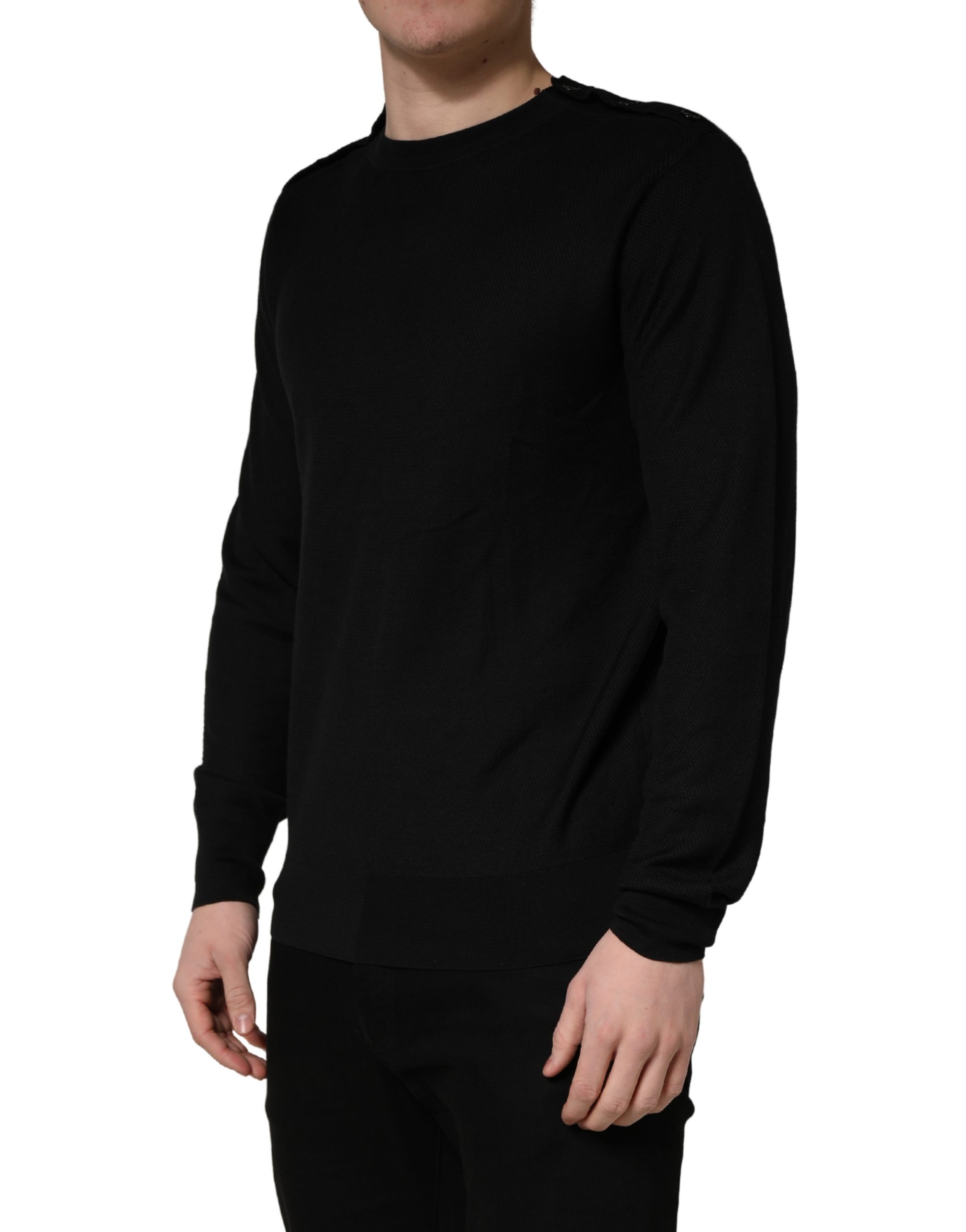 Dolce & Gabbana Black Crew Neck Long Sleeve Pullover Sweater - Image 3