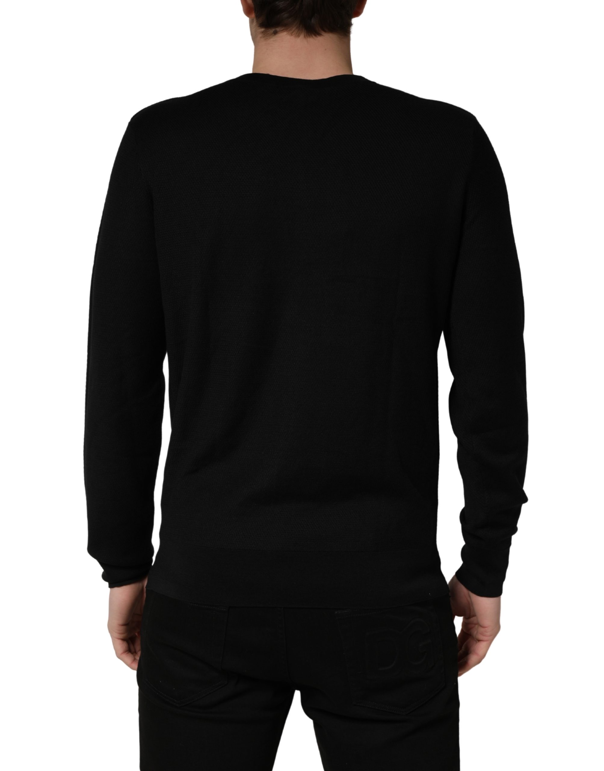 Dolce & Gabbana Black Crew Neck Long Sleeve Pullover Sweater - Image 4