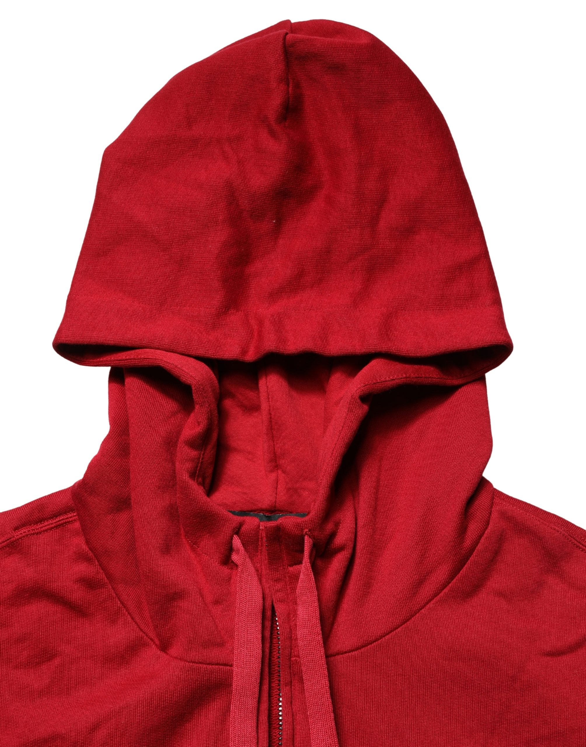 Dolce & Gabbana Red Cotton Full Zip Fleece Men Hoodie Sweater - Image 7