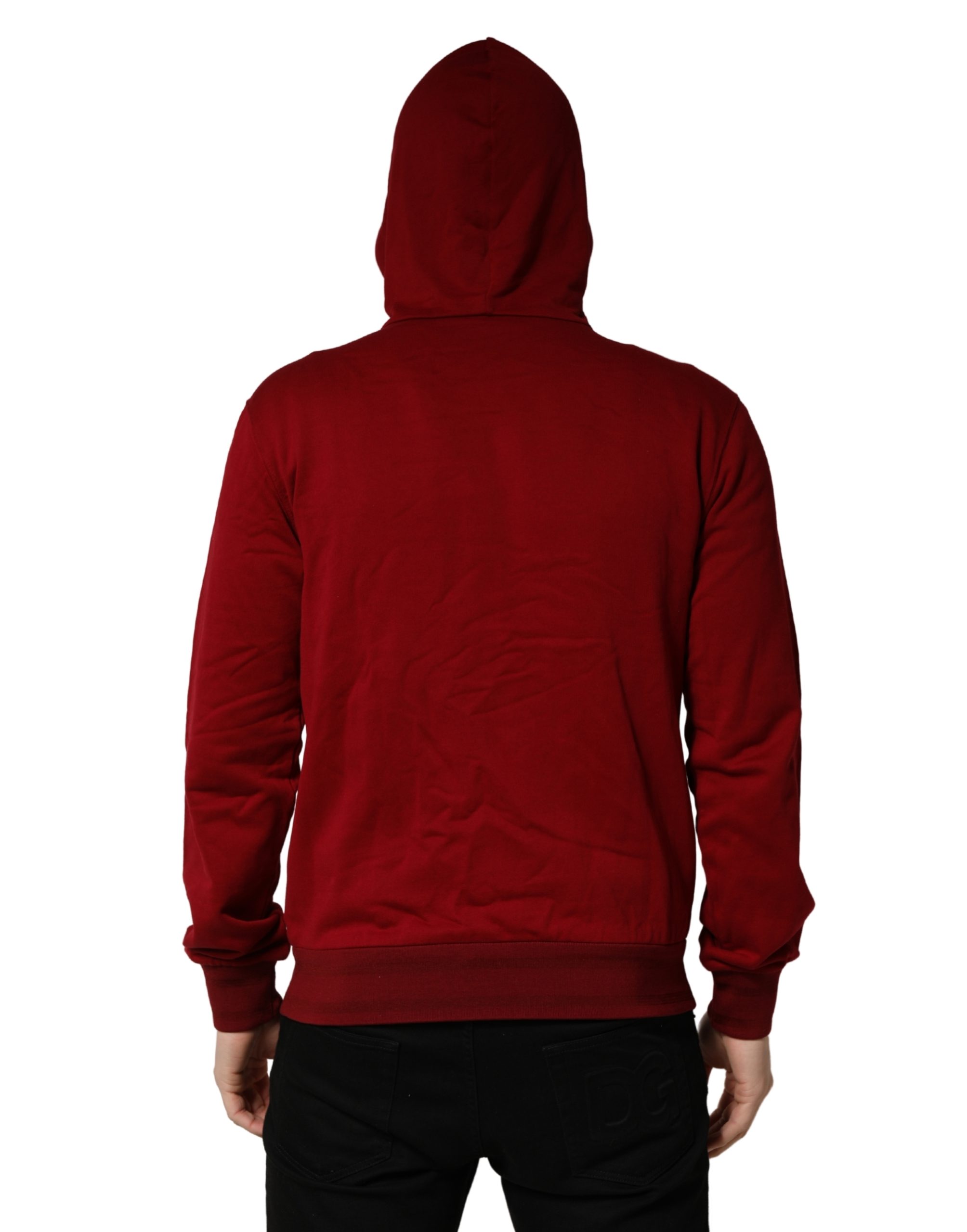 Dolce & Gabbana Red Cotton Full Zip Fleece Men Hoodie Sweater - Image 4